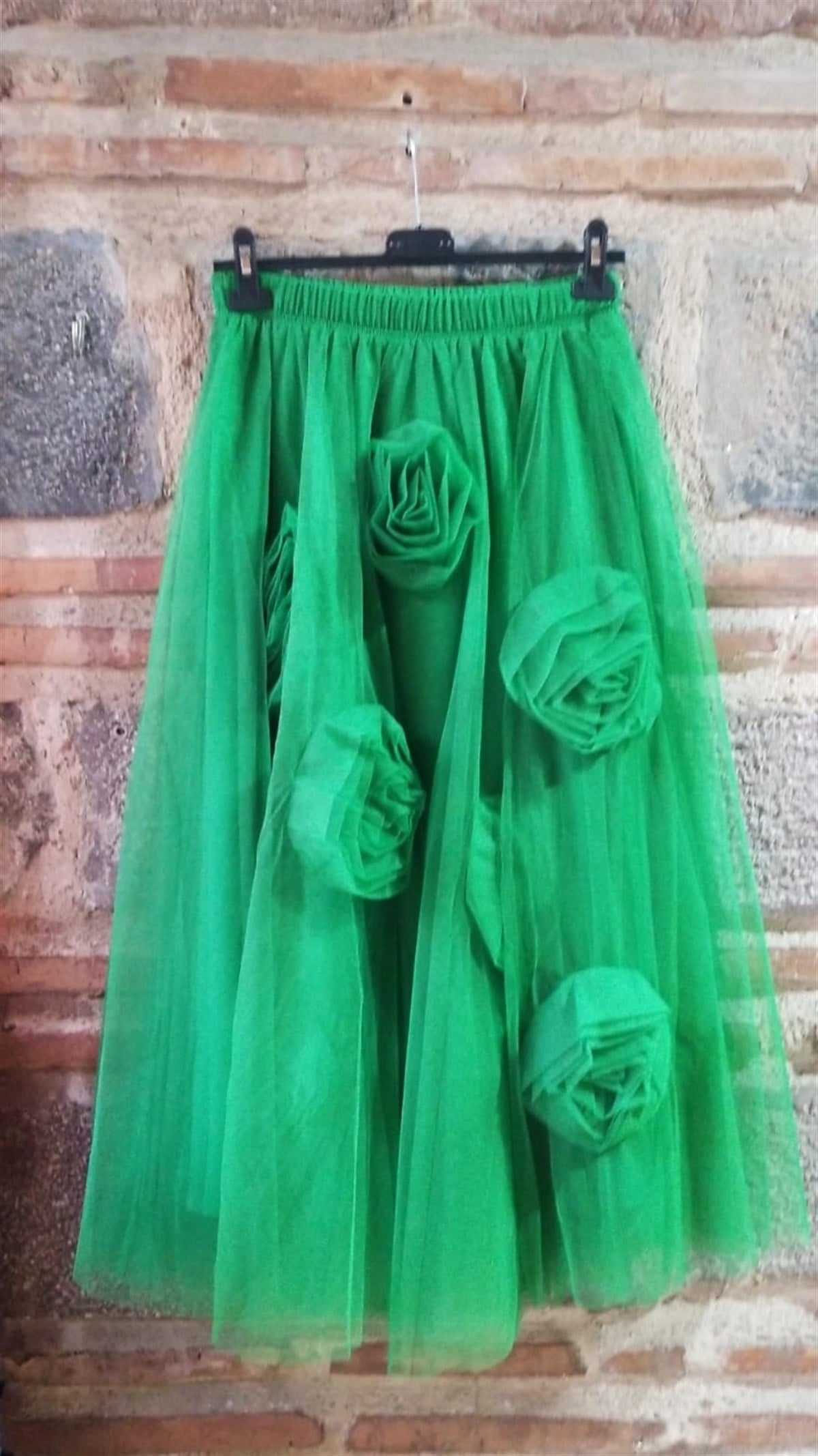 İtalyan tasarım tül etek çimen yeşili