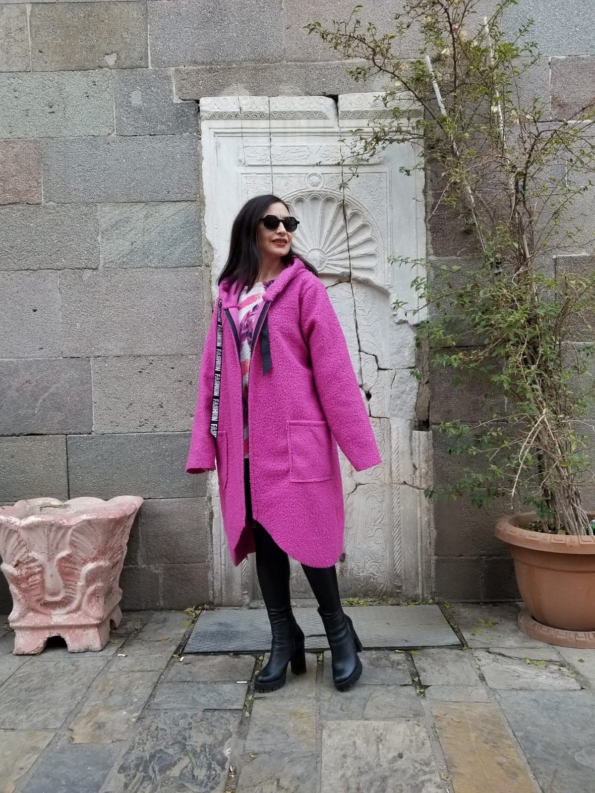 İtalyan Yün Buklet Kapişonlu Cepli Kaban