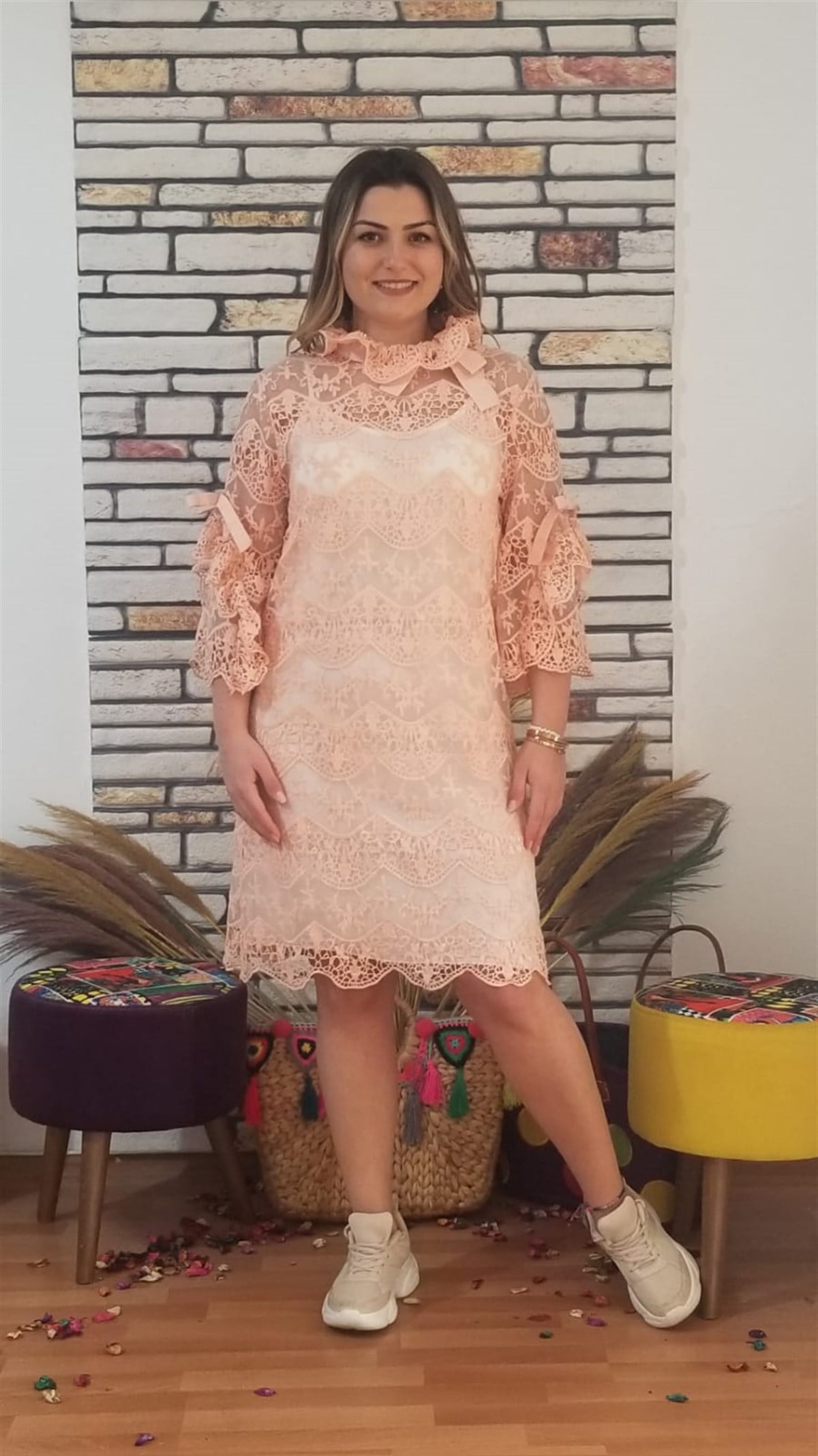 İthal Dantel Elbise 