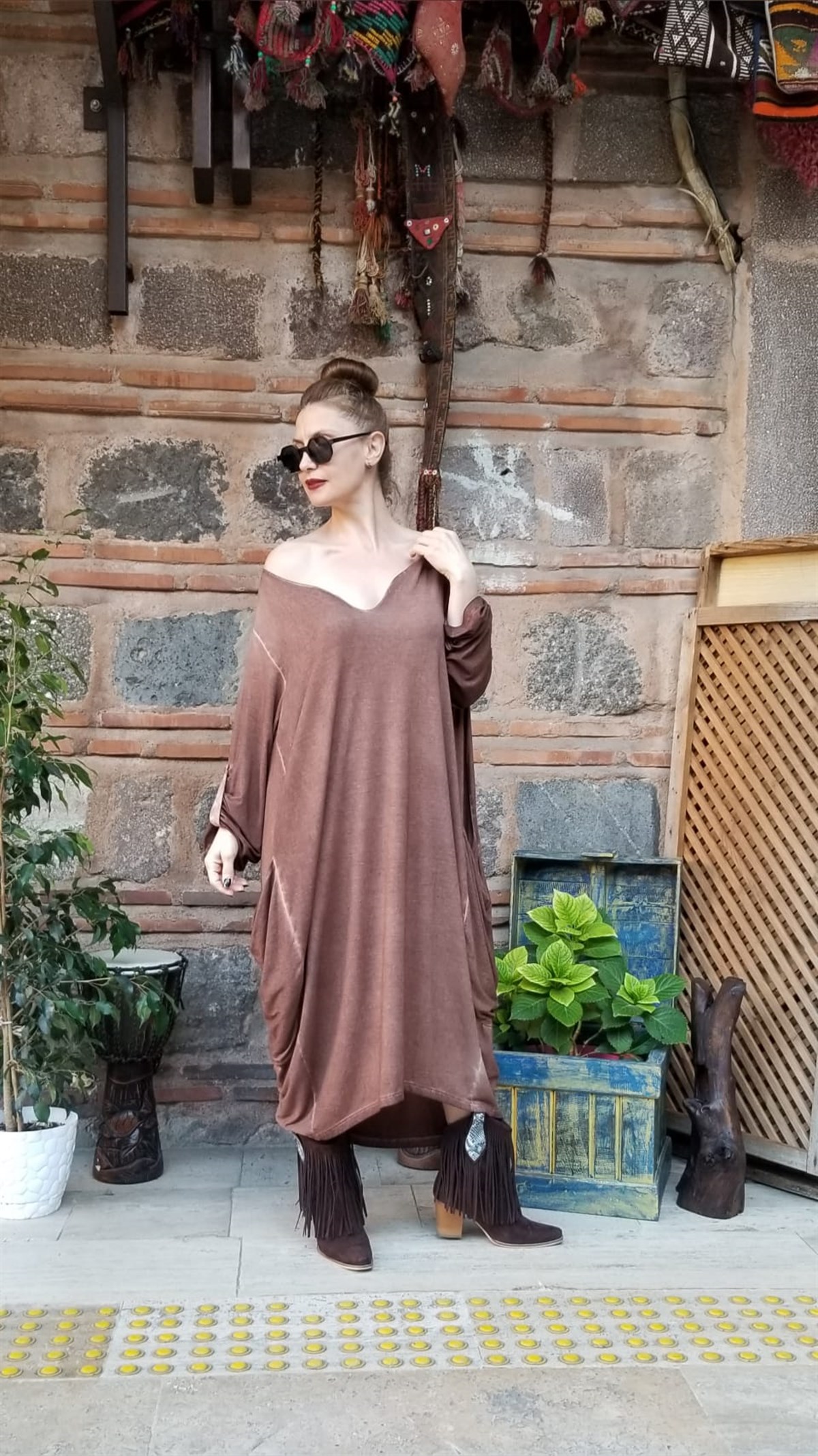 Kahve Rengi Elbise (Triko Kumaş)