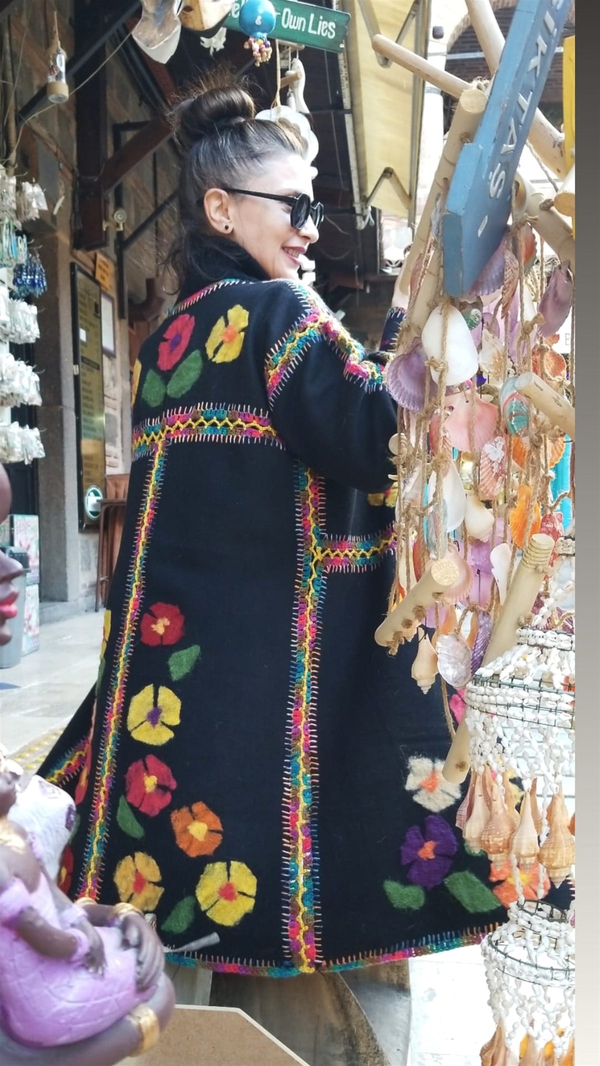 Kaşe Kumaş Kele Uzun Renkli Hırka