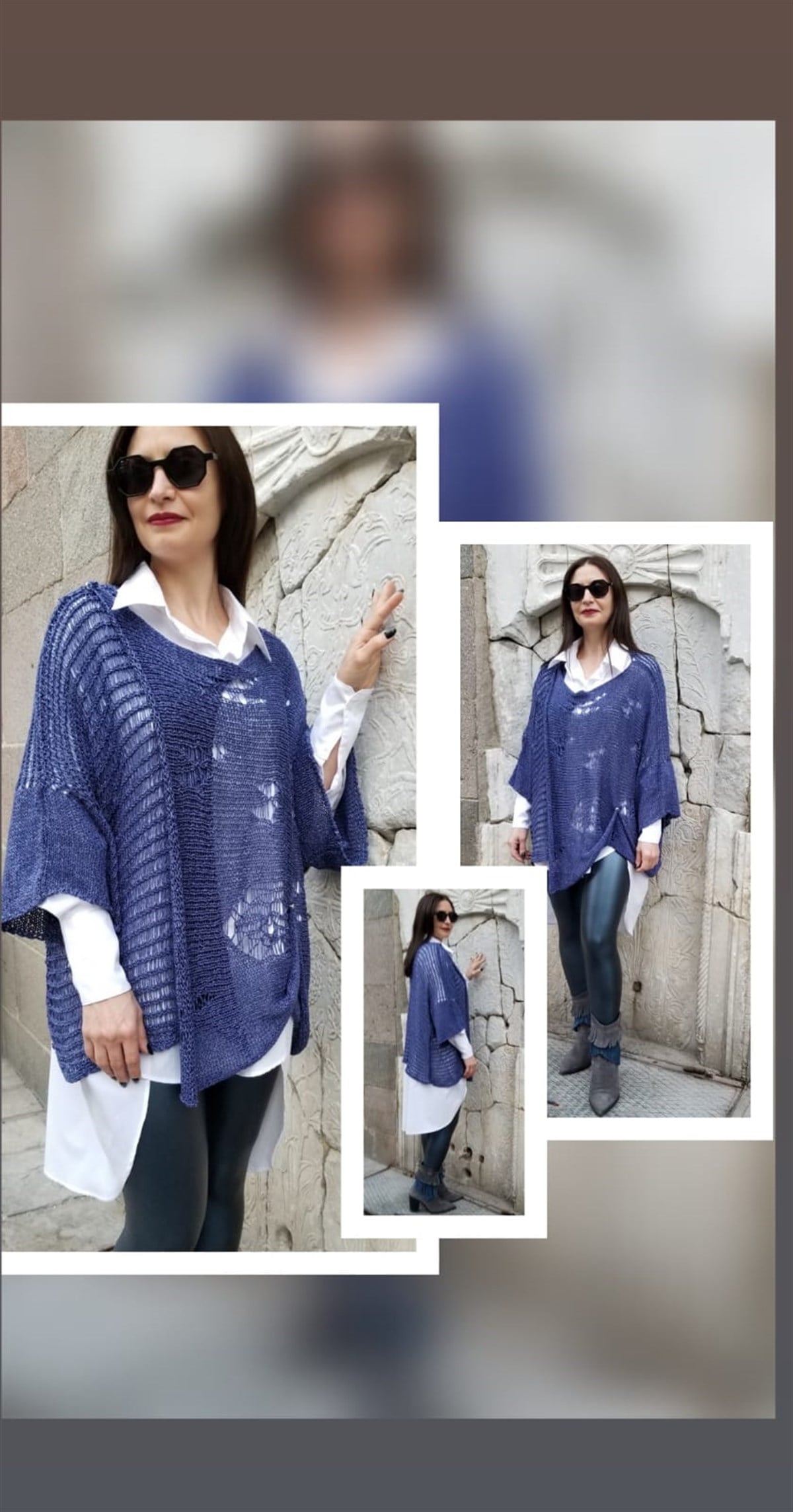 Lacivert Çıtçıtlı Bluz