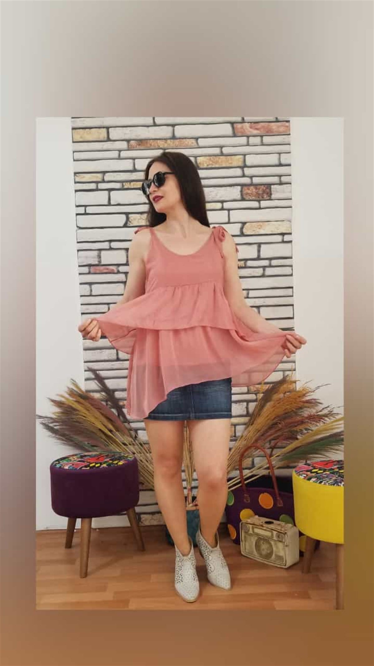 Mecan Rengi İpek Bluz İçi Astarlı