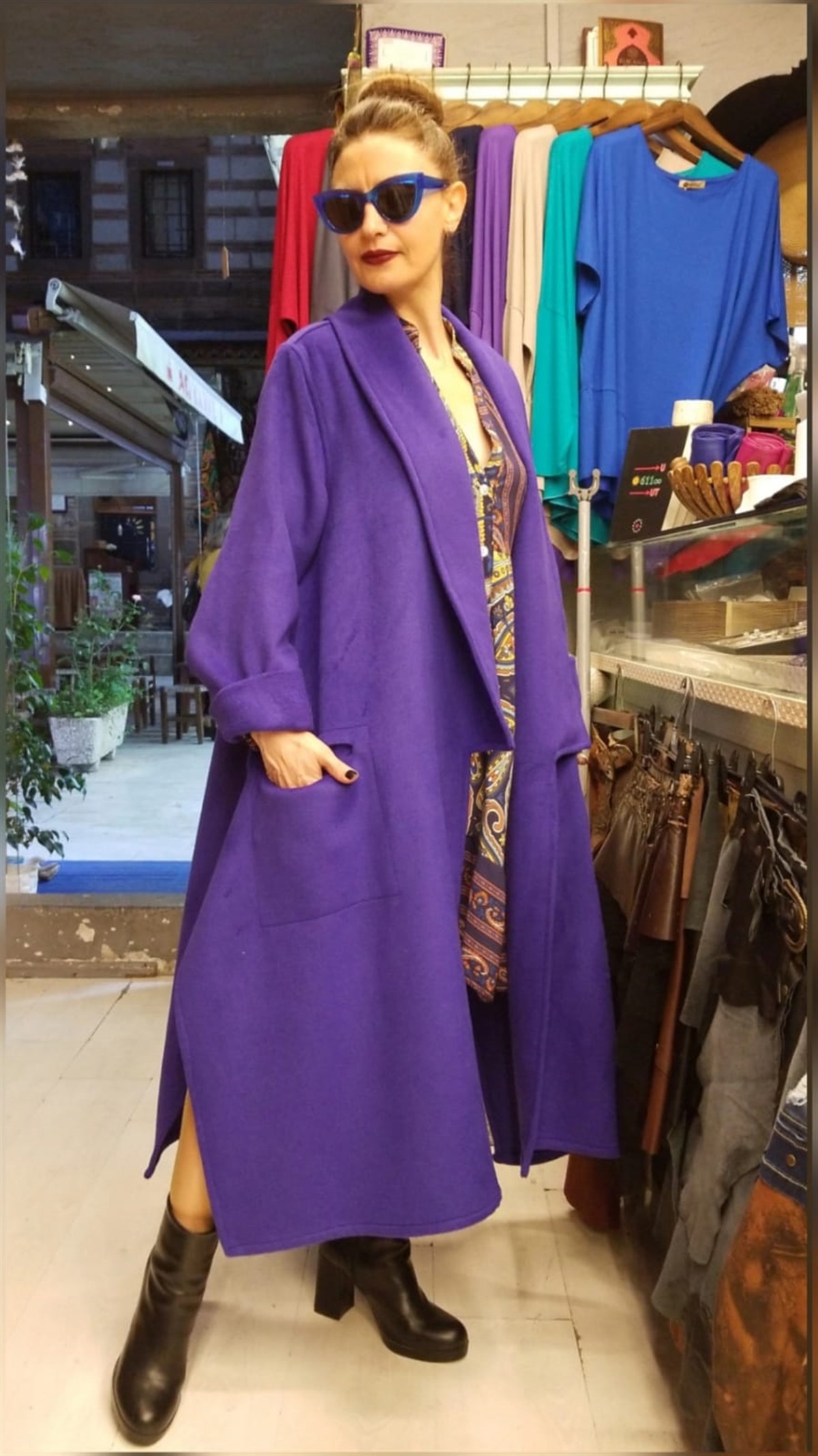 Mor Kaşe Kumaş Kaban
