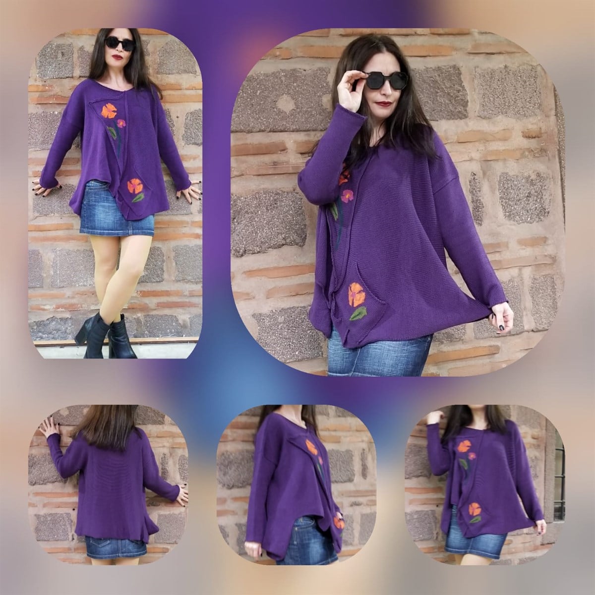 Mor Keçe Detaylı Kazak