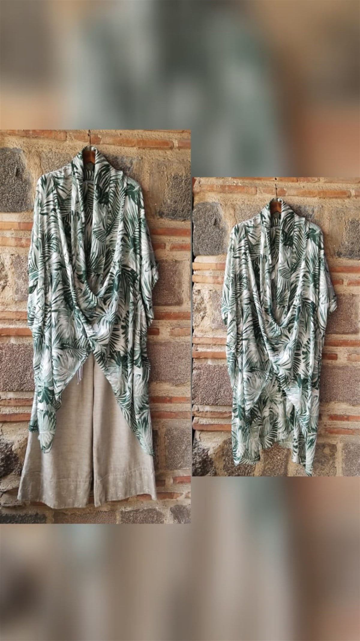 Nefti Yeşil Dal Desen Tunik