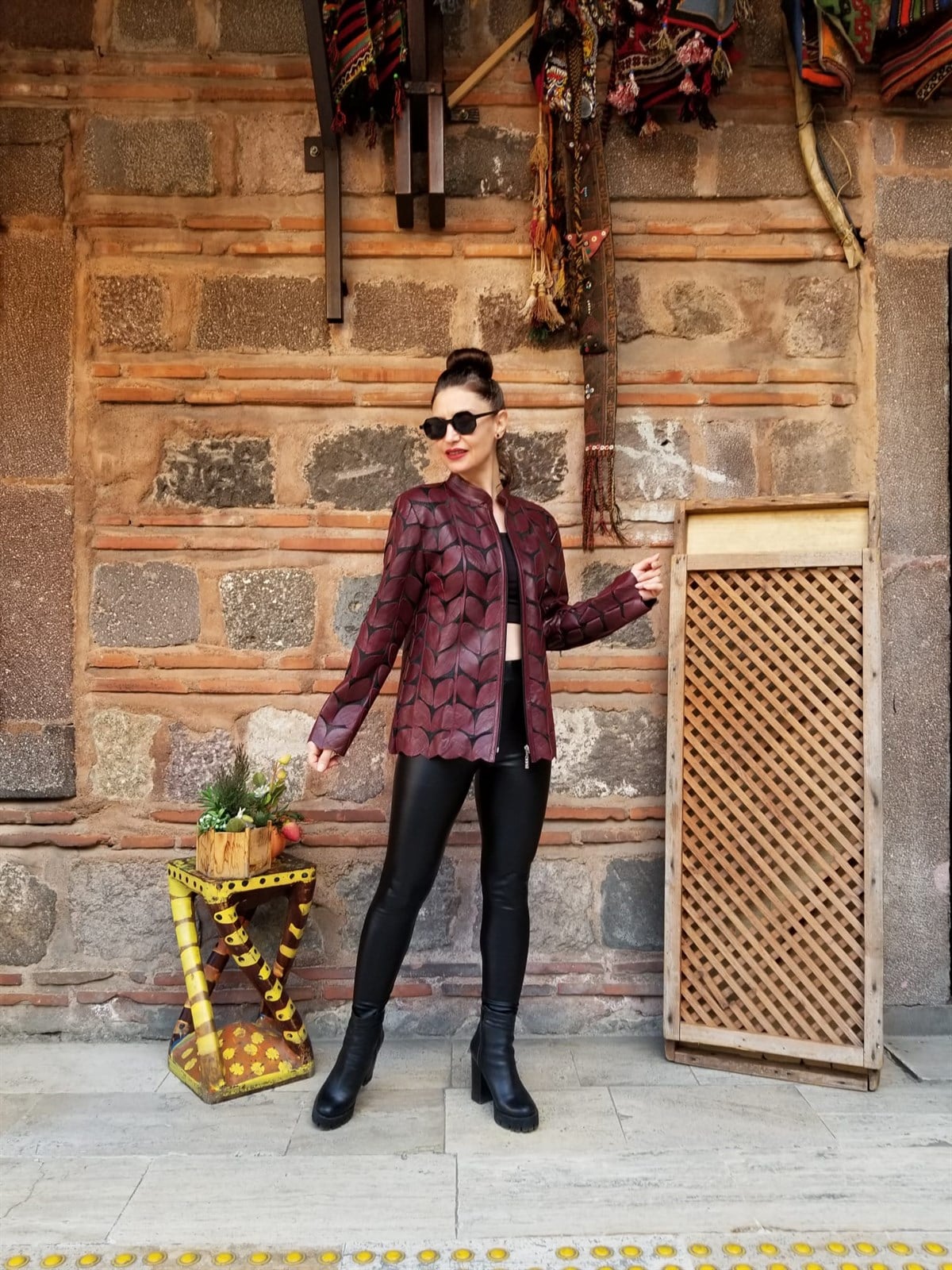 Orjinal Kuzu Derisi Kemerli Deri Ceket