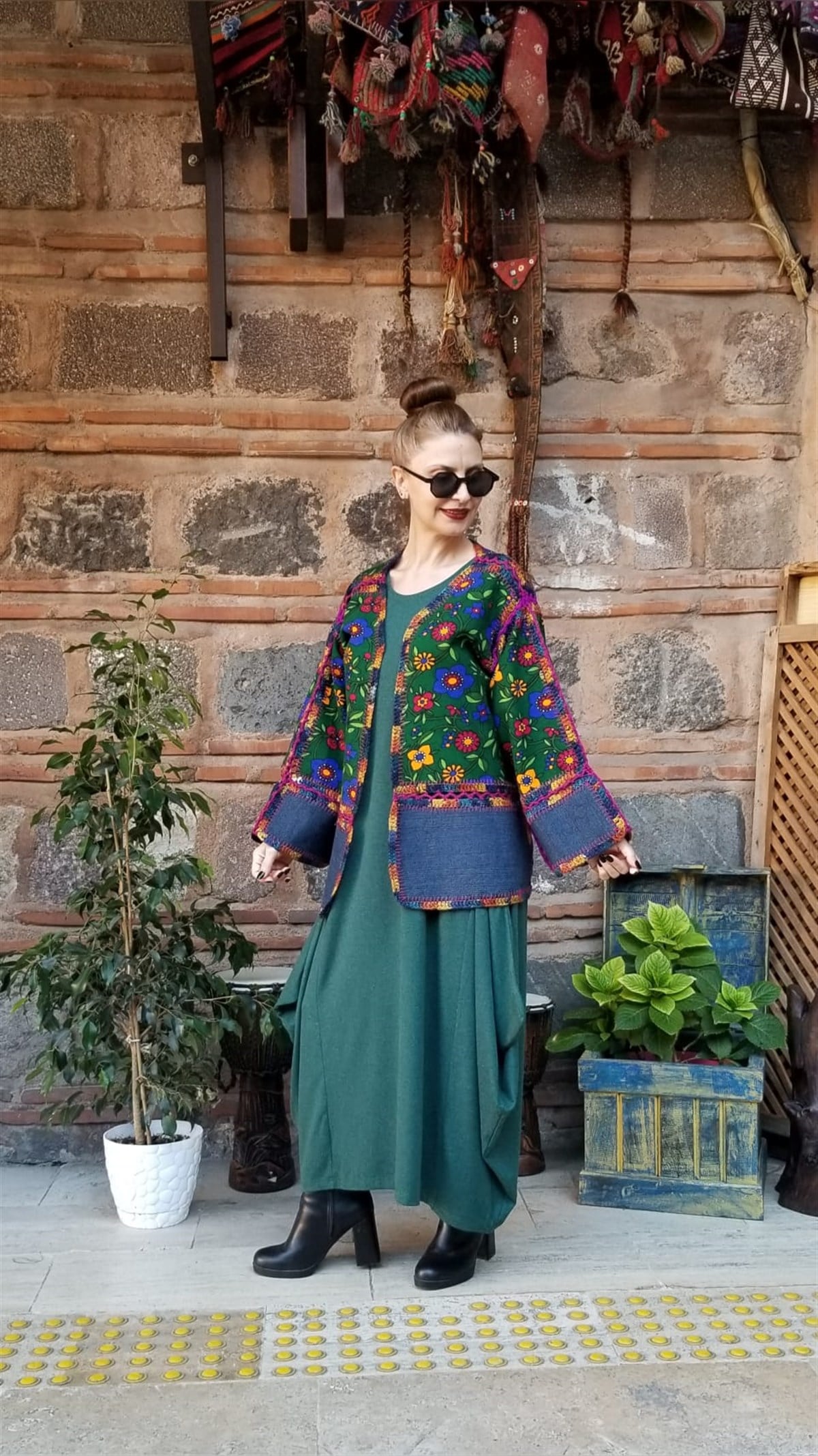 Pazen Ve Kot Kumaş El İşi Detaylı Hırka