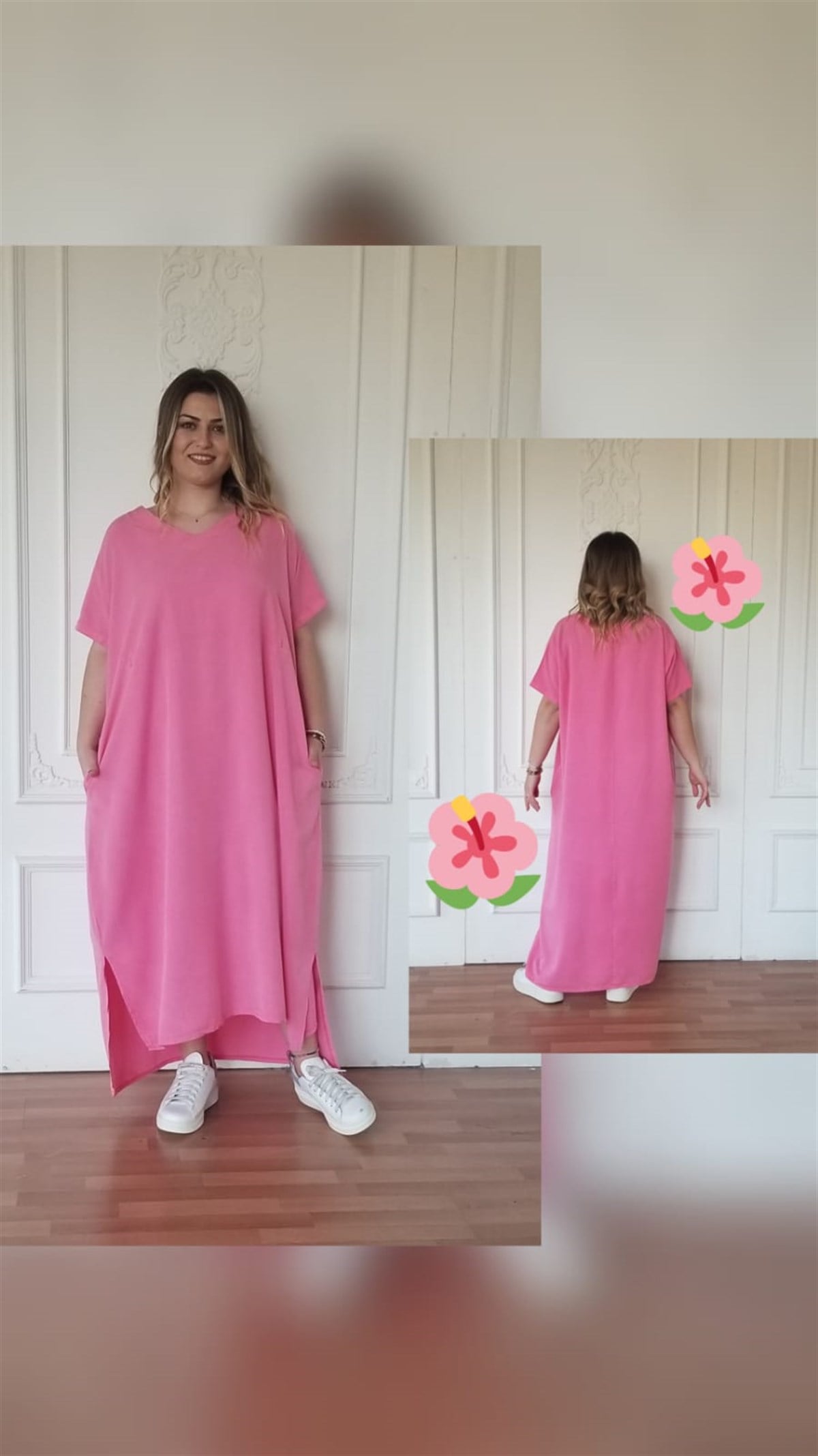 Pembe Salaş Cepli Elbise 