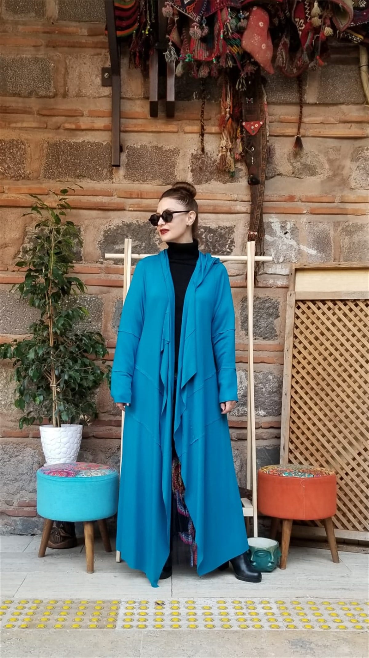 Petrol Mavisi Triko Kaftan