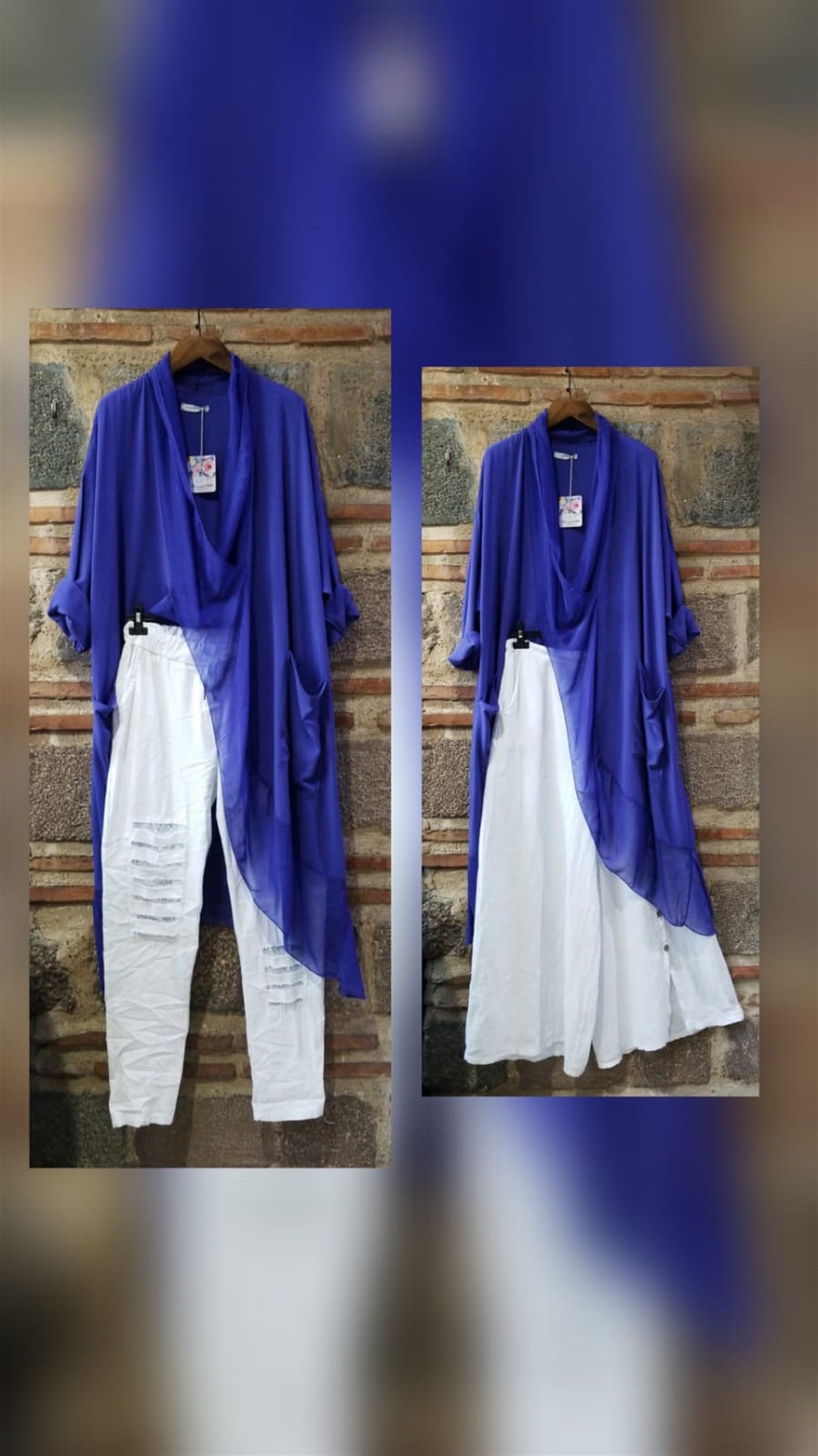 Saks Mavi Venüs Tunik (Ön Kısmı İpek )