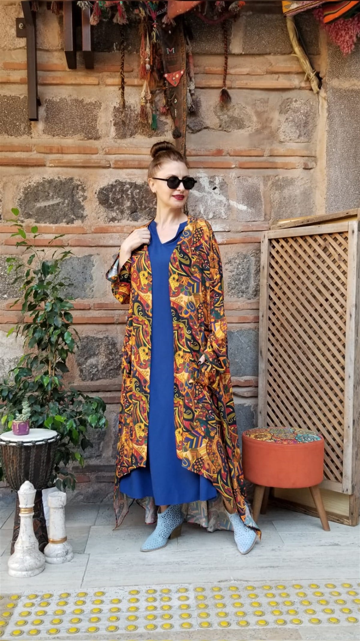 Şal Desen Asimetrik Kaftan
