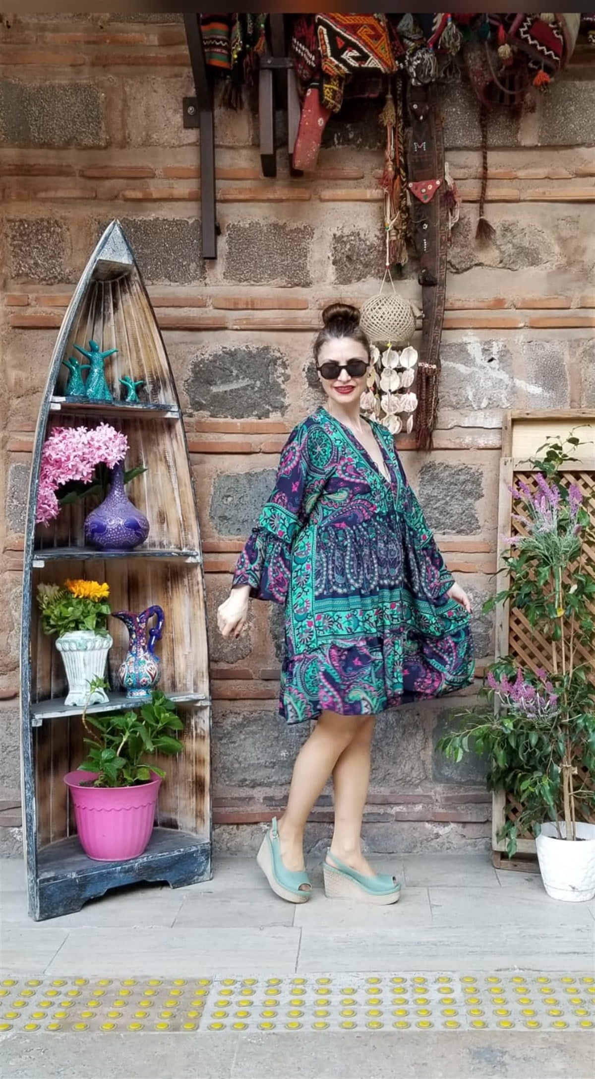 Şal Desen İtalyan İpek Elbise