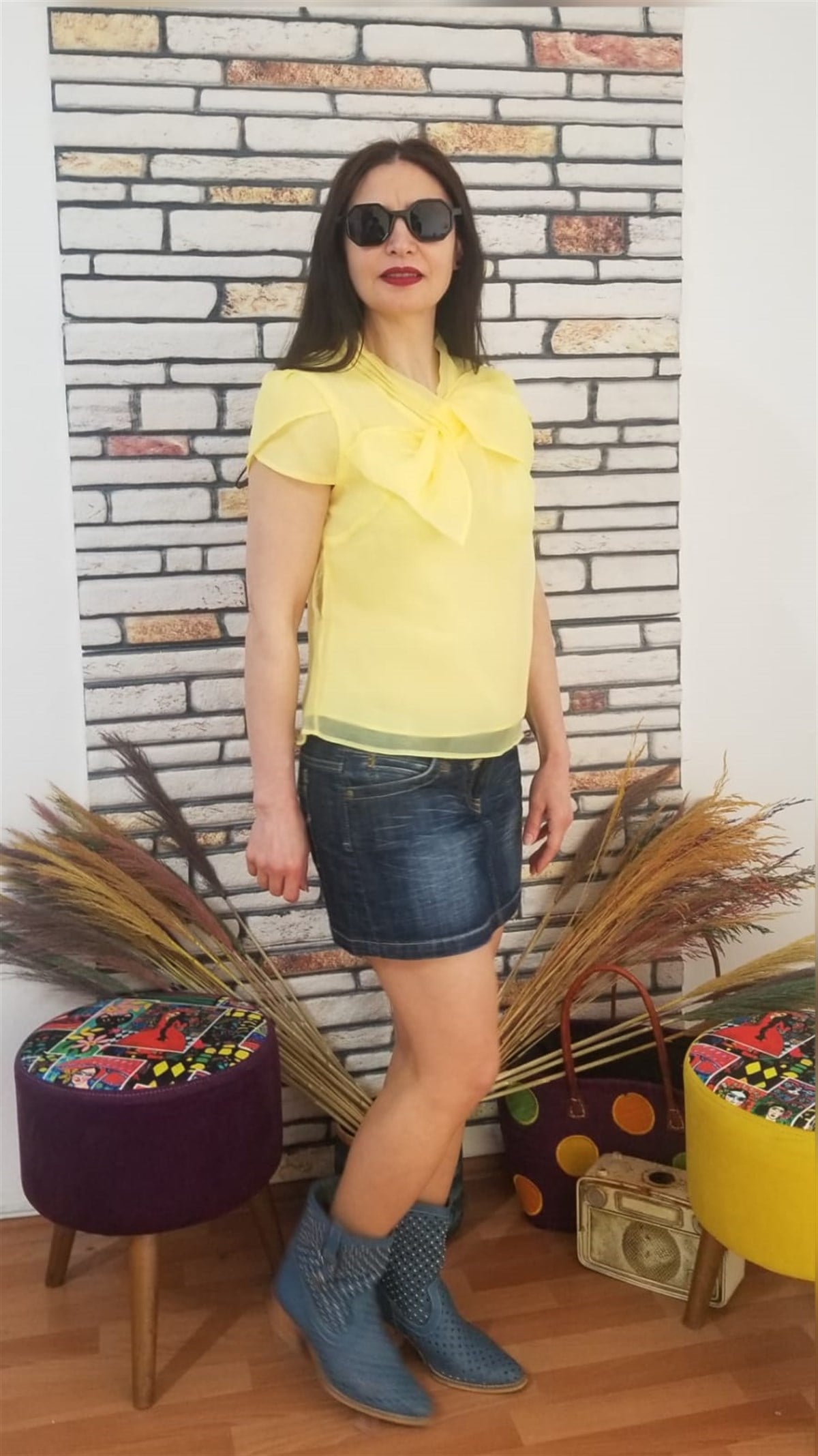 Sarı Şifon Bluz