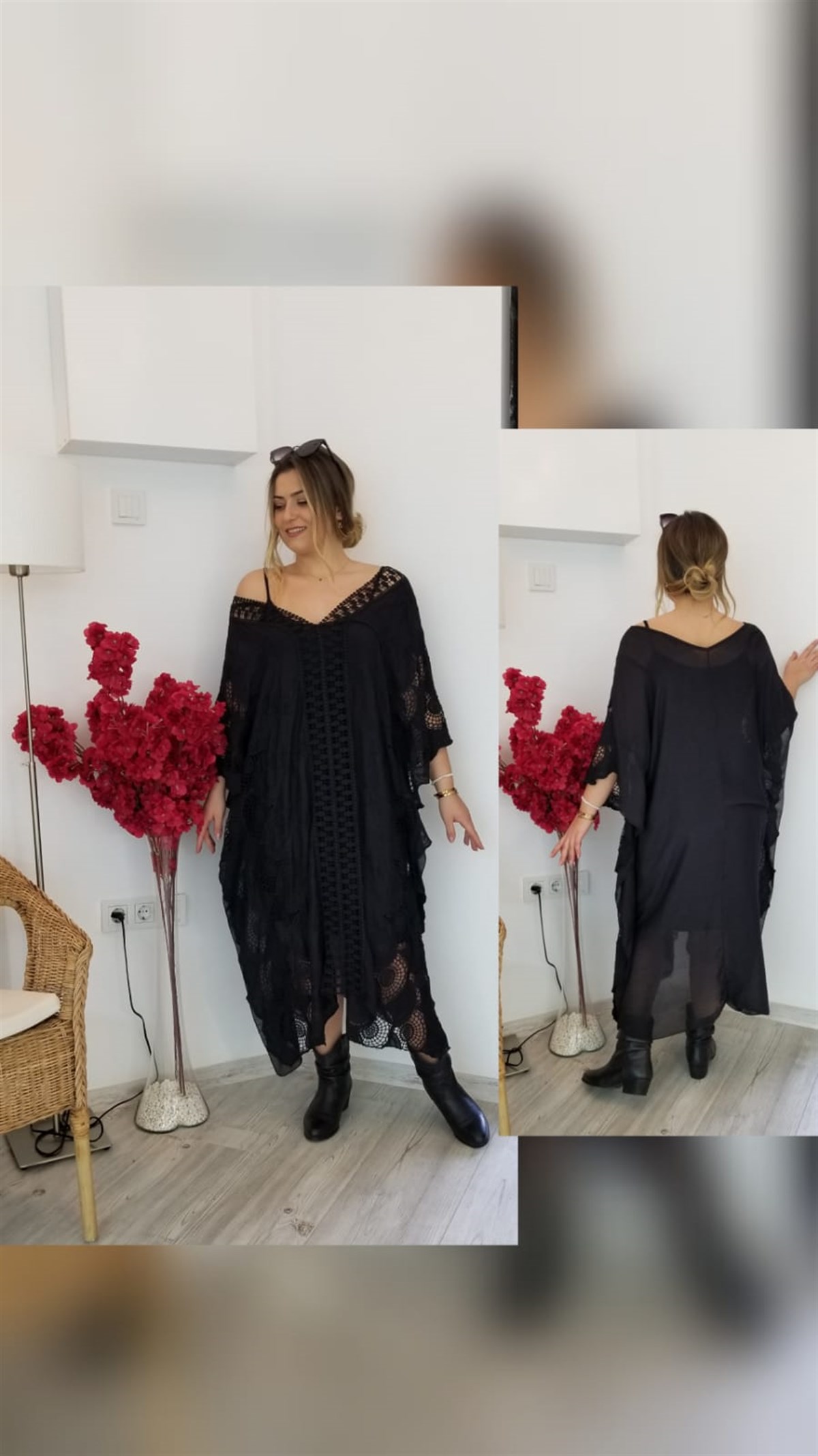 Siyah İçi Astarlı Dışı İpek Elbise