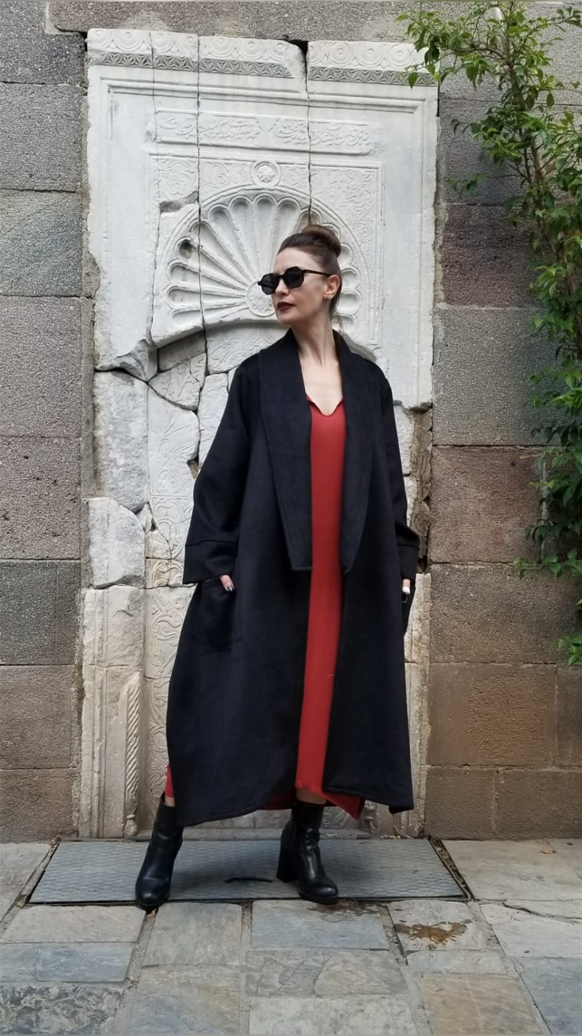 Siyah Kaşe Kumaş Kaban