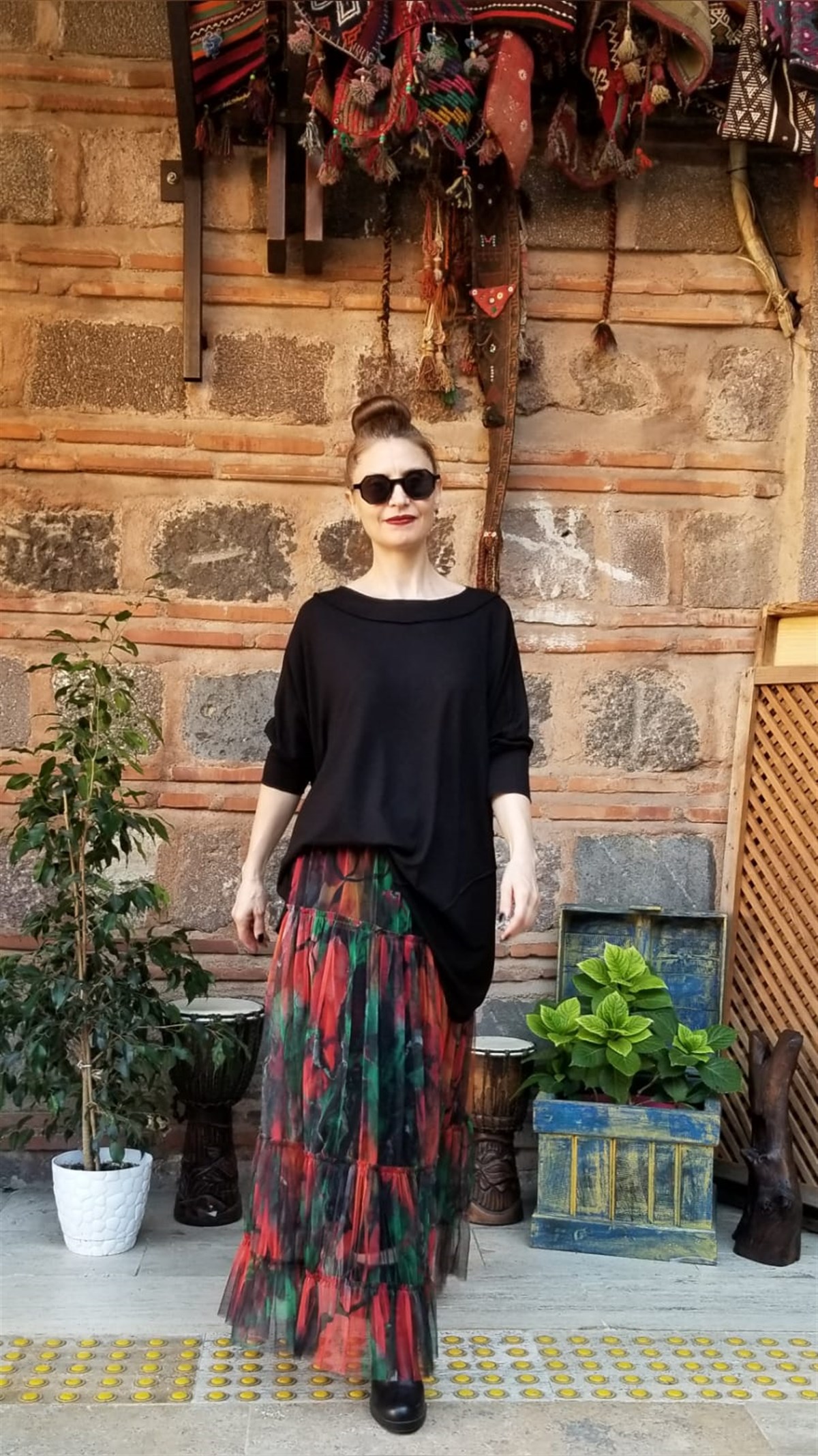 Siyah Parçalı Bluz (Triko Kumaş)