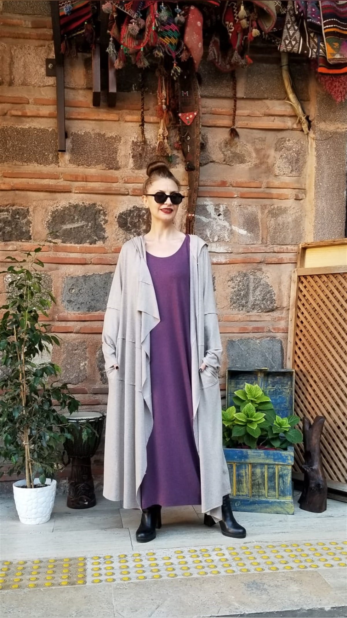 Taş Rengi Triko Kaftan