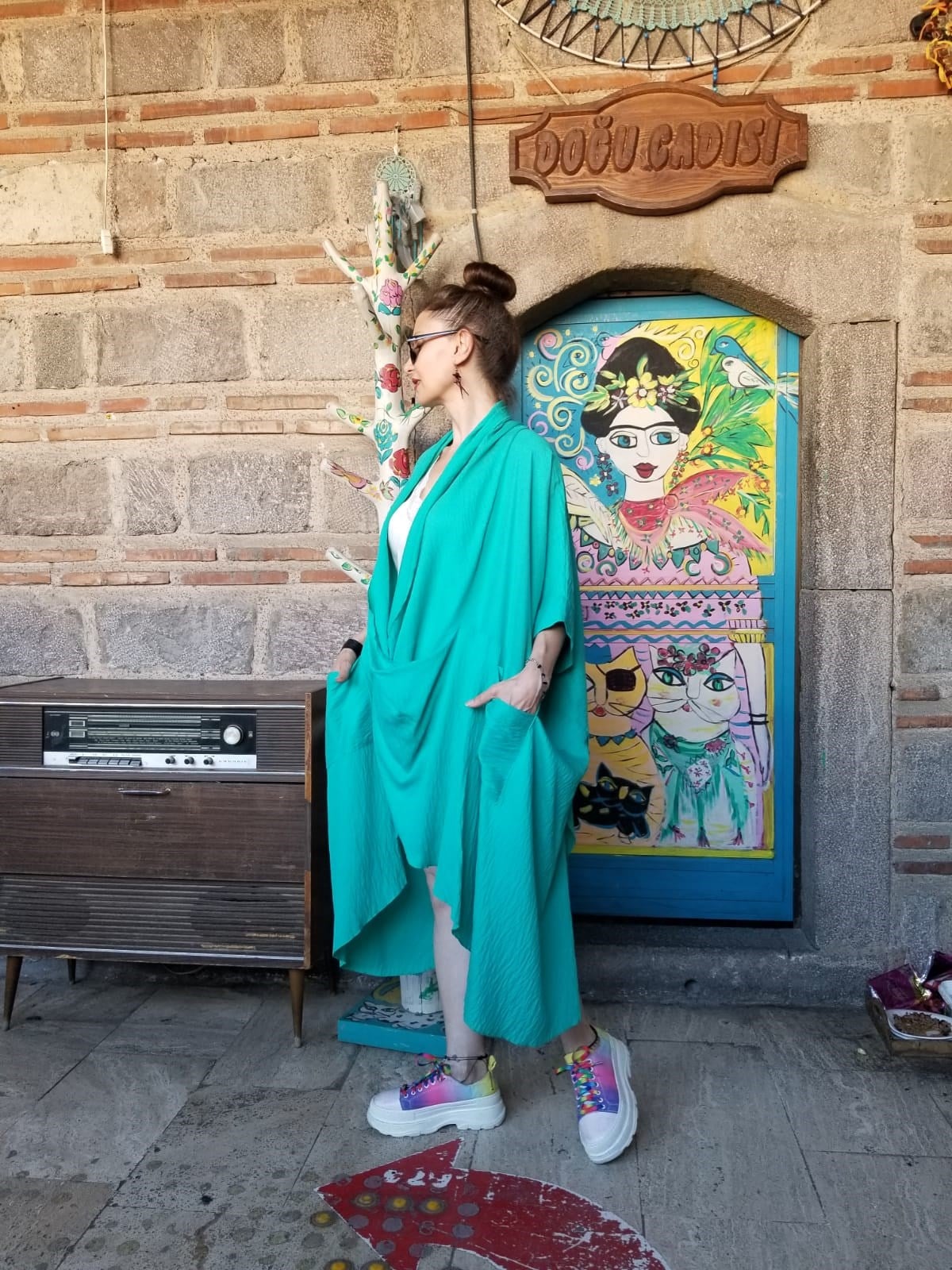 Turkuaz  Önden Cepli Venüs Tunik