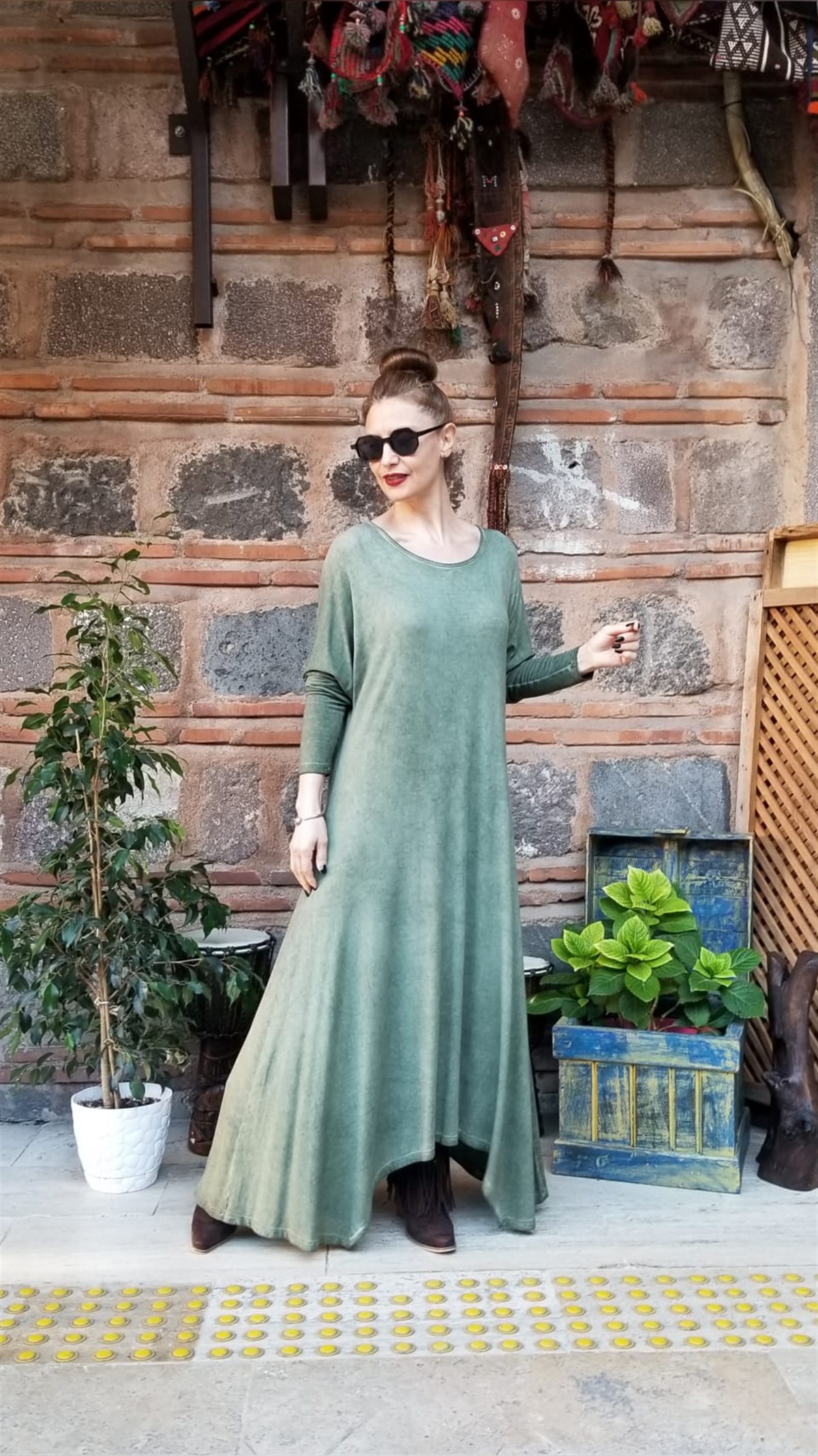 Yeşil Asimetrik Elbise