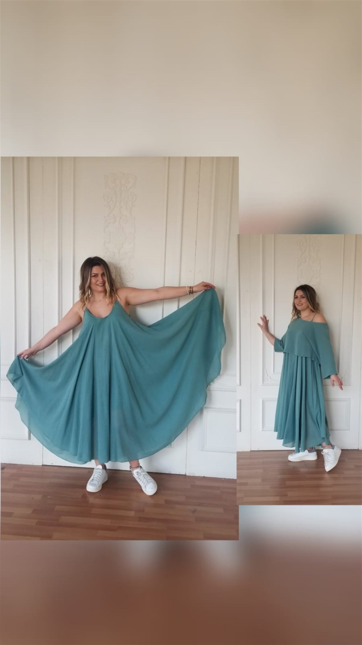 Yeşil İki Parçalı Elbise