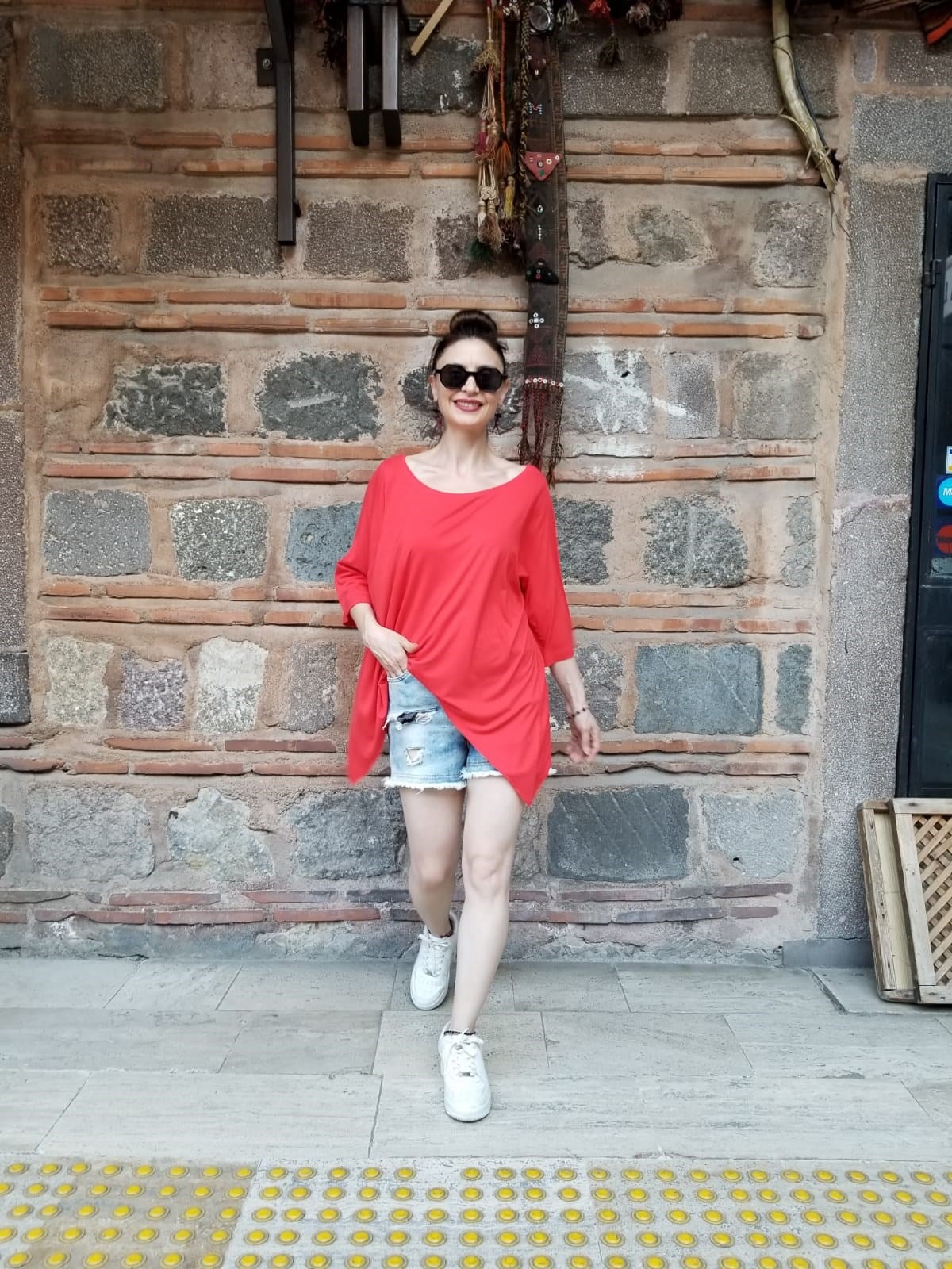 % 100 Pamuk Viskon Nar Çiçeği Penye Bluz