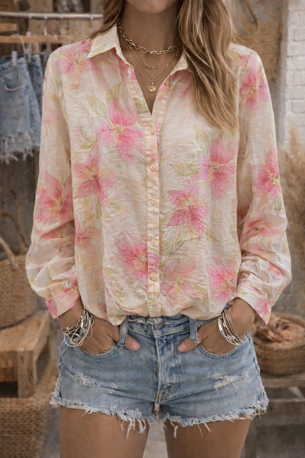  Çiçek Desenli Gömlek