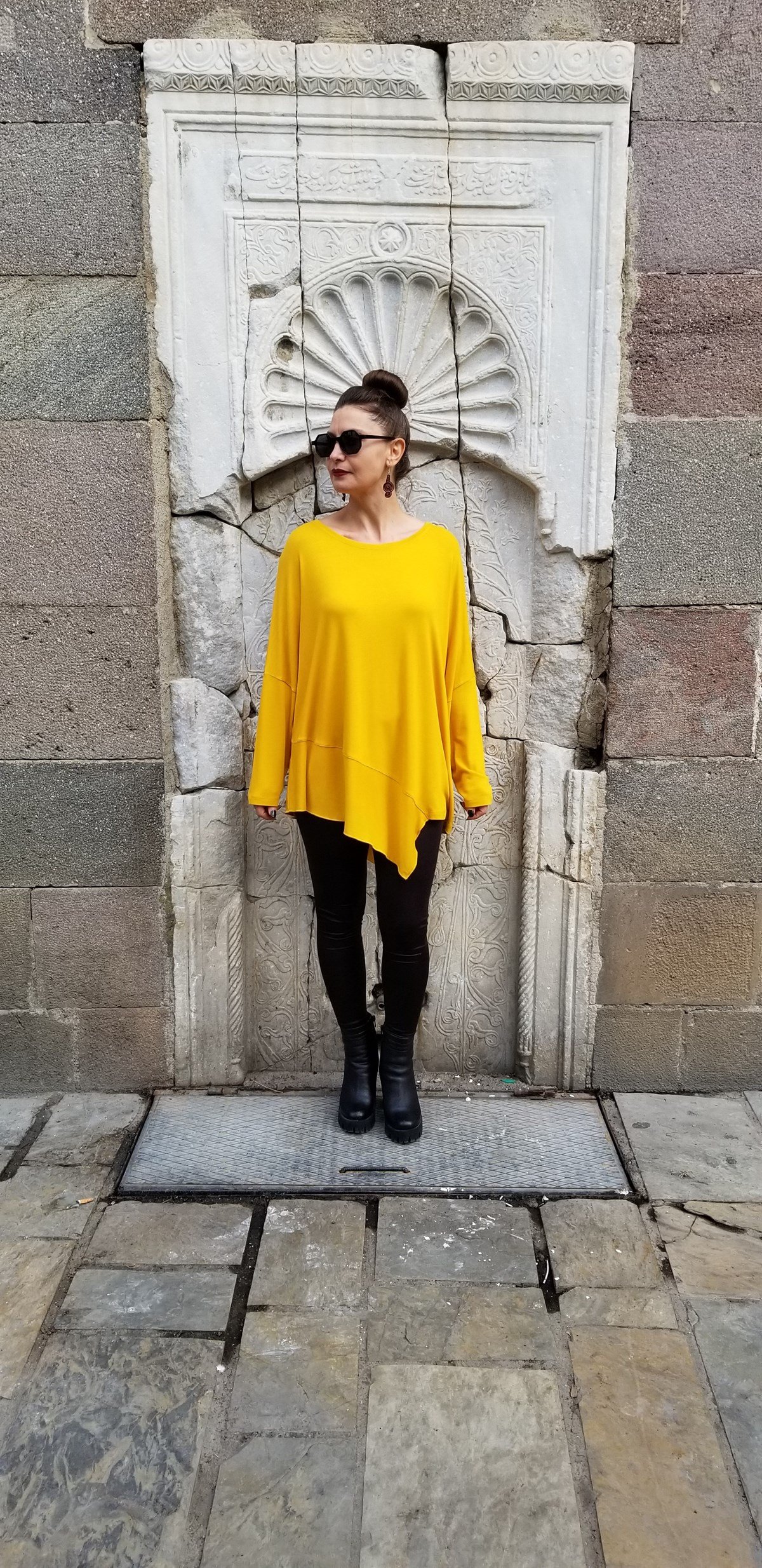  Hardal Asimetrik Bluz (Triko Kumaş)