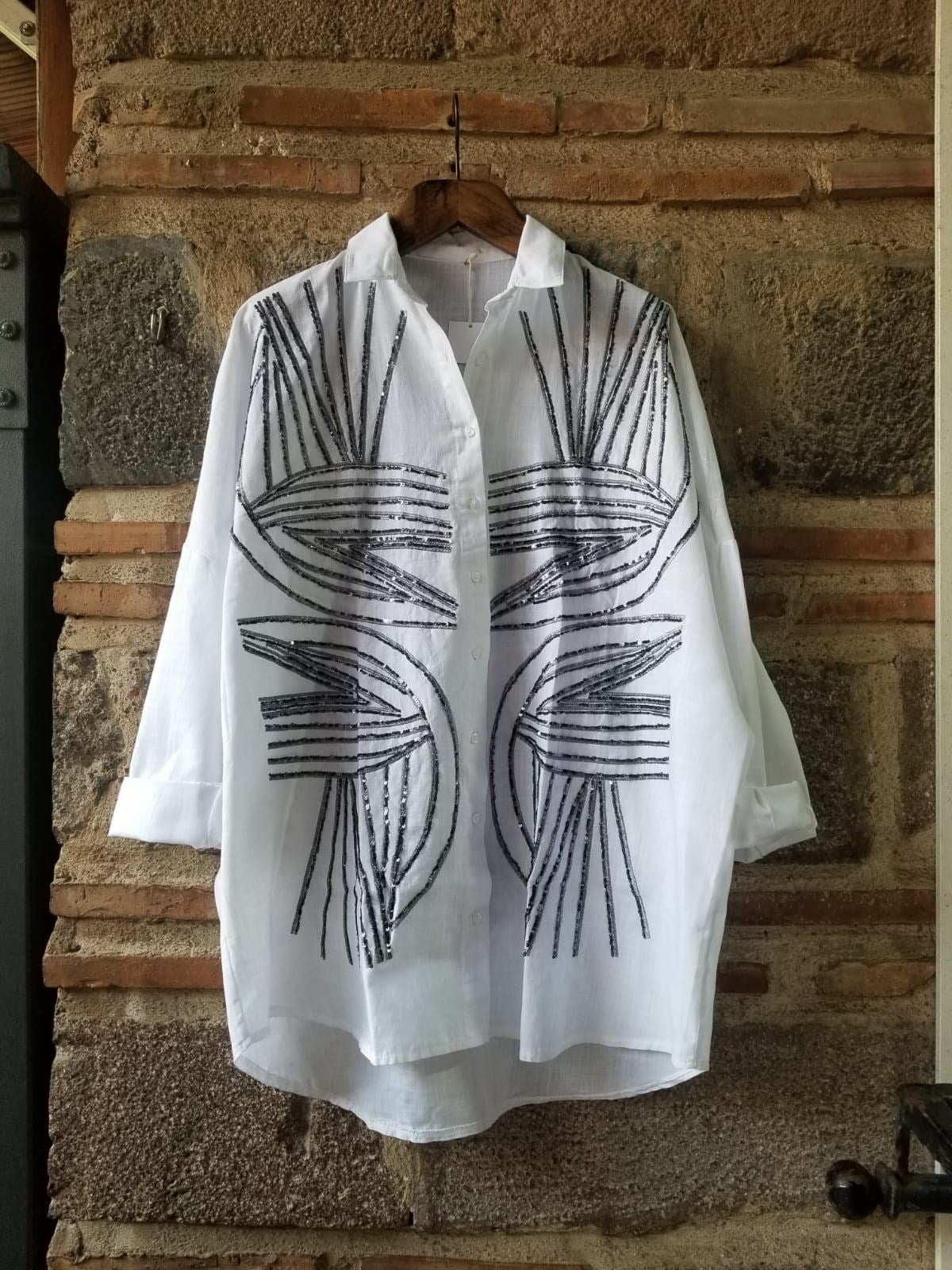 %100 koton makina işi nakışlı bluz