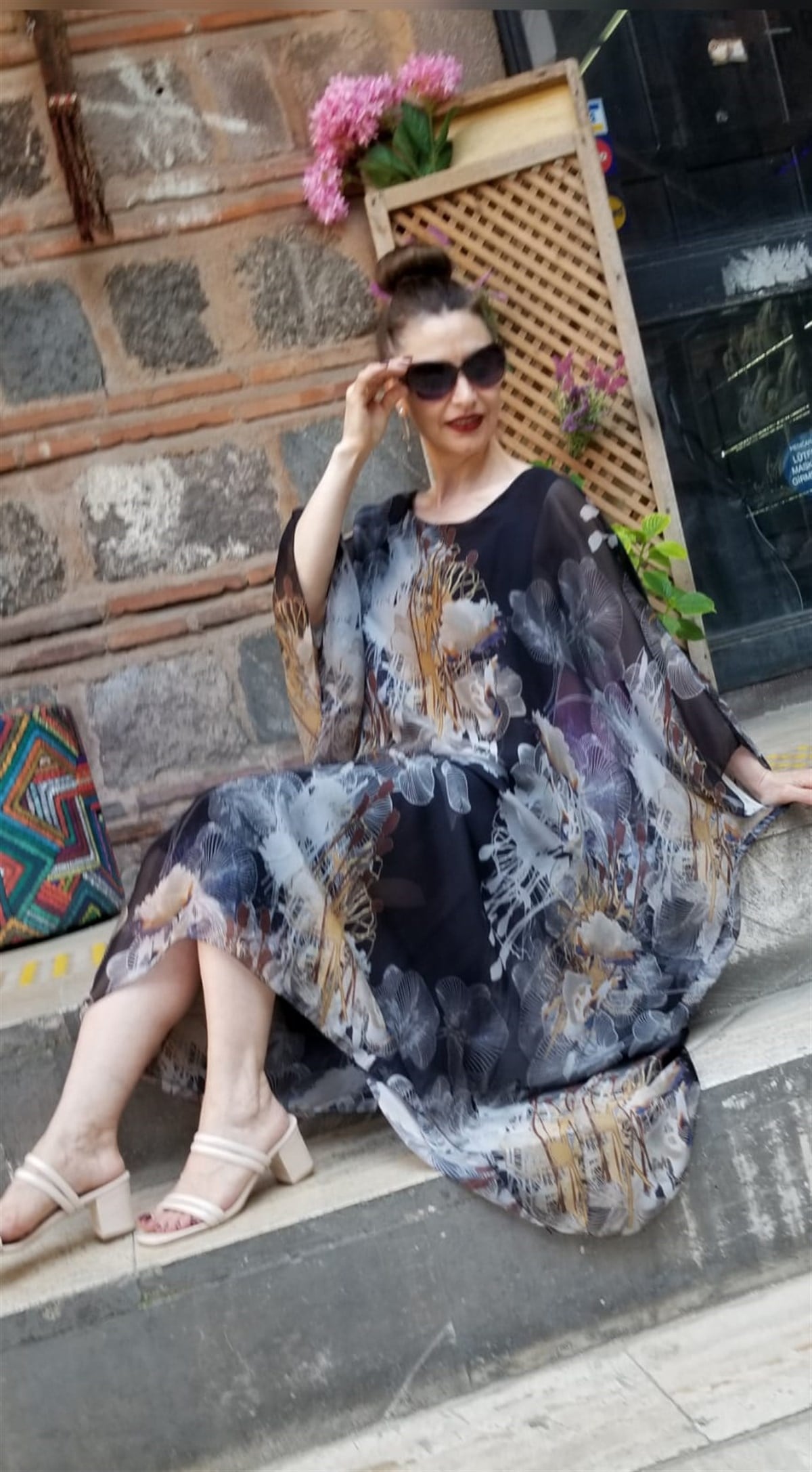 Ana Rengi Siyah İtalyan İpek Kumaş İçi Astarlı Yarasa Kol Elbise