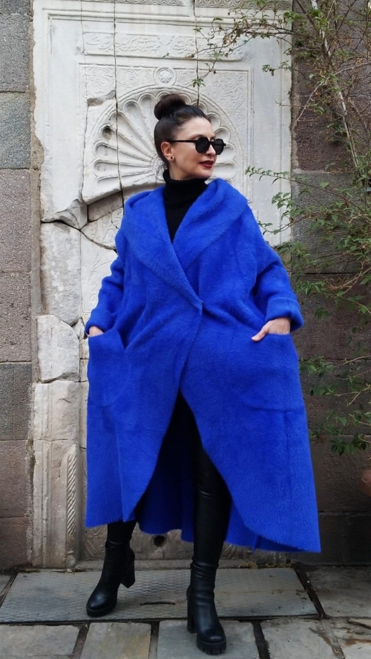 Angora Kumaş Kaban Mavi