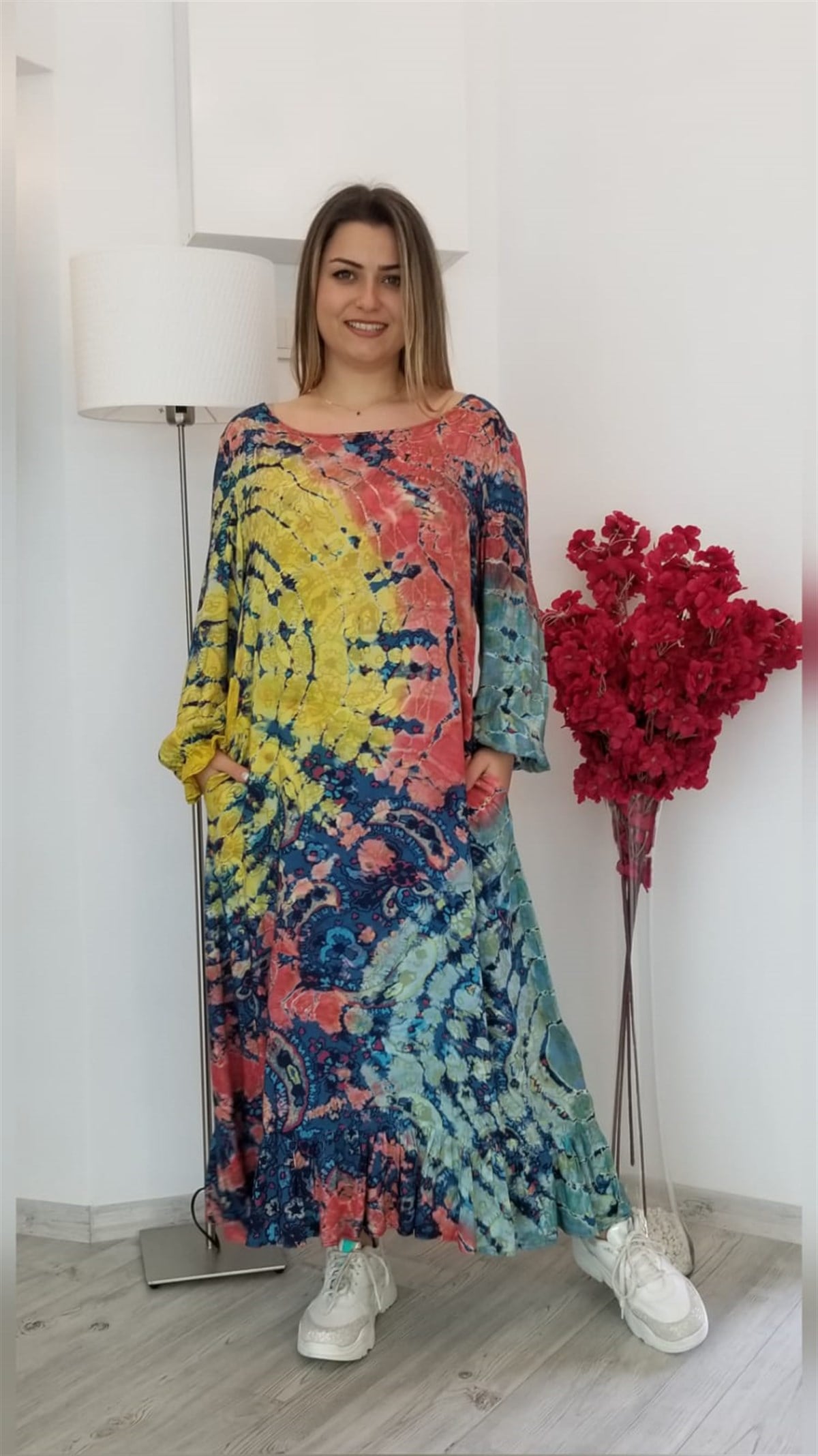 Batik Desenli Elbise