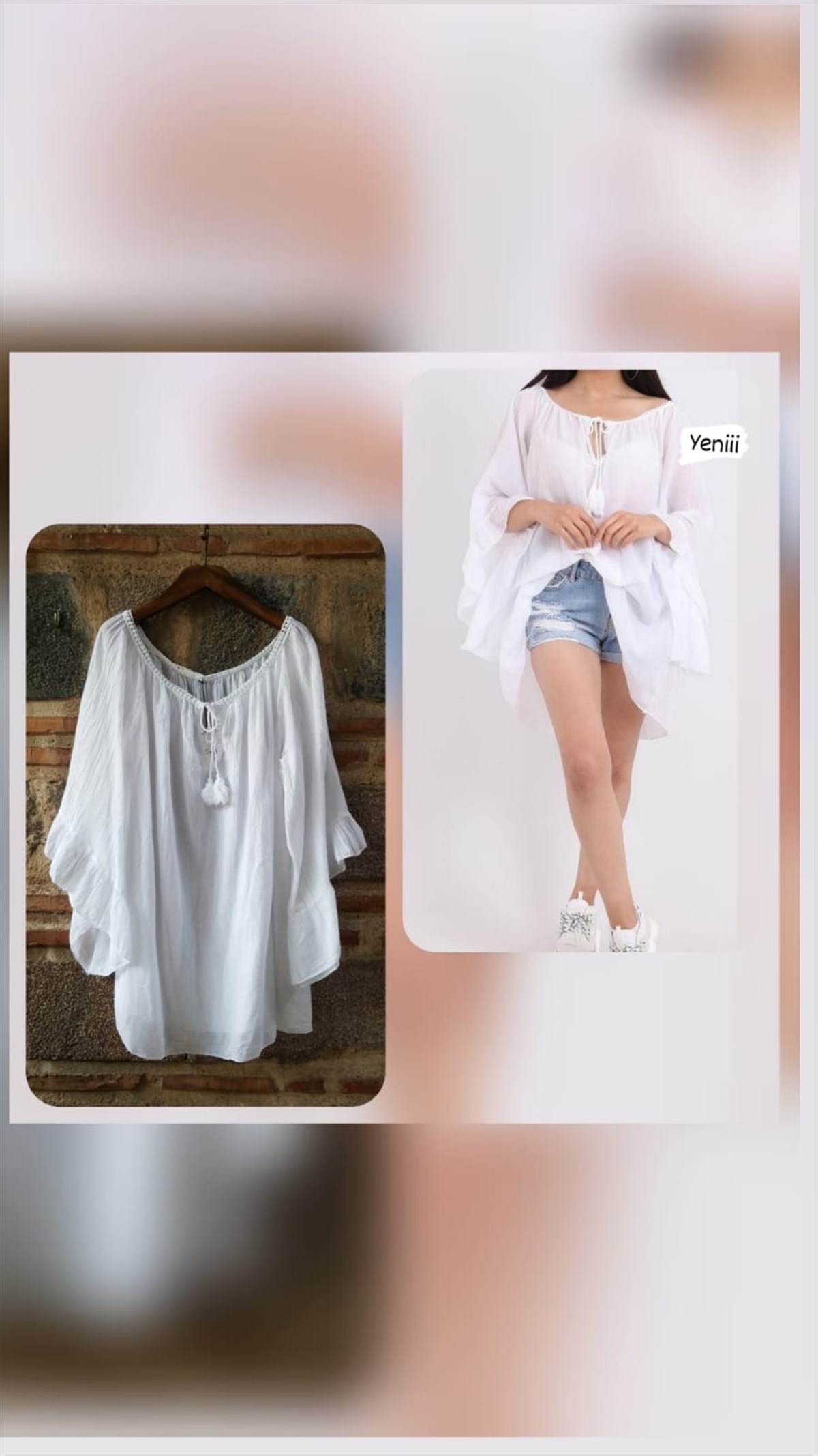 Beyaz İtalyan Kolları Farbalalı Bluz