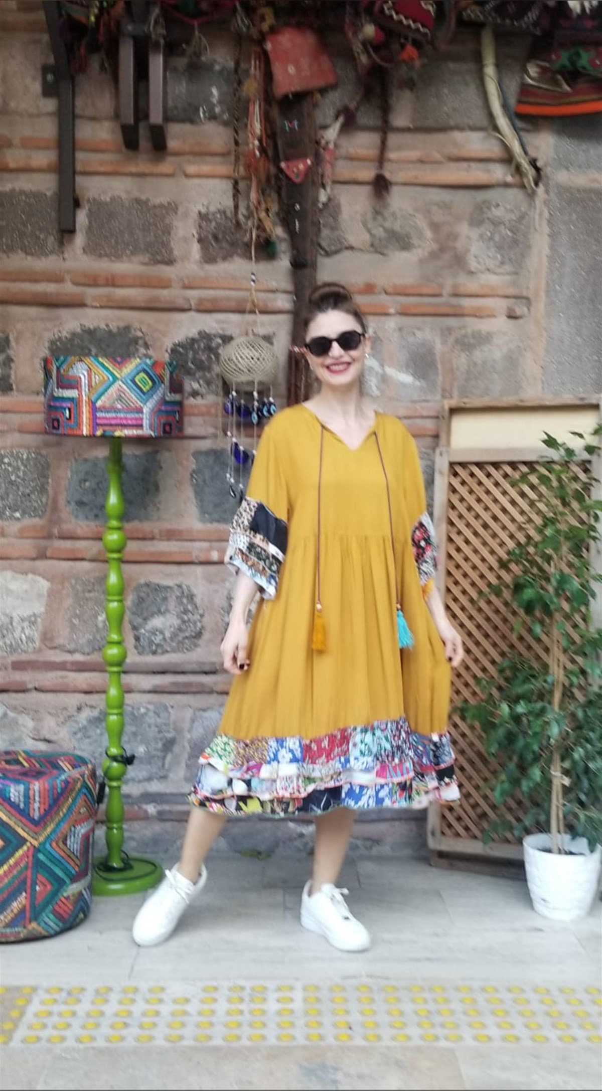 Bohem Tarzı Hardal Elbise