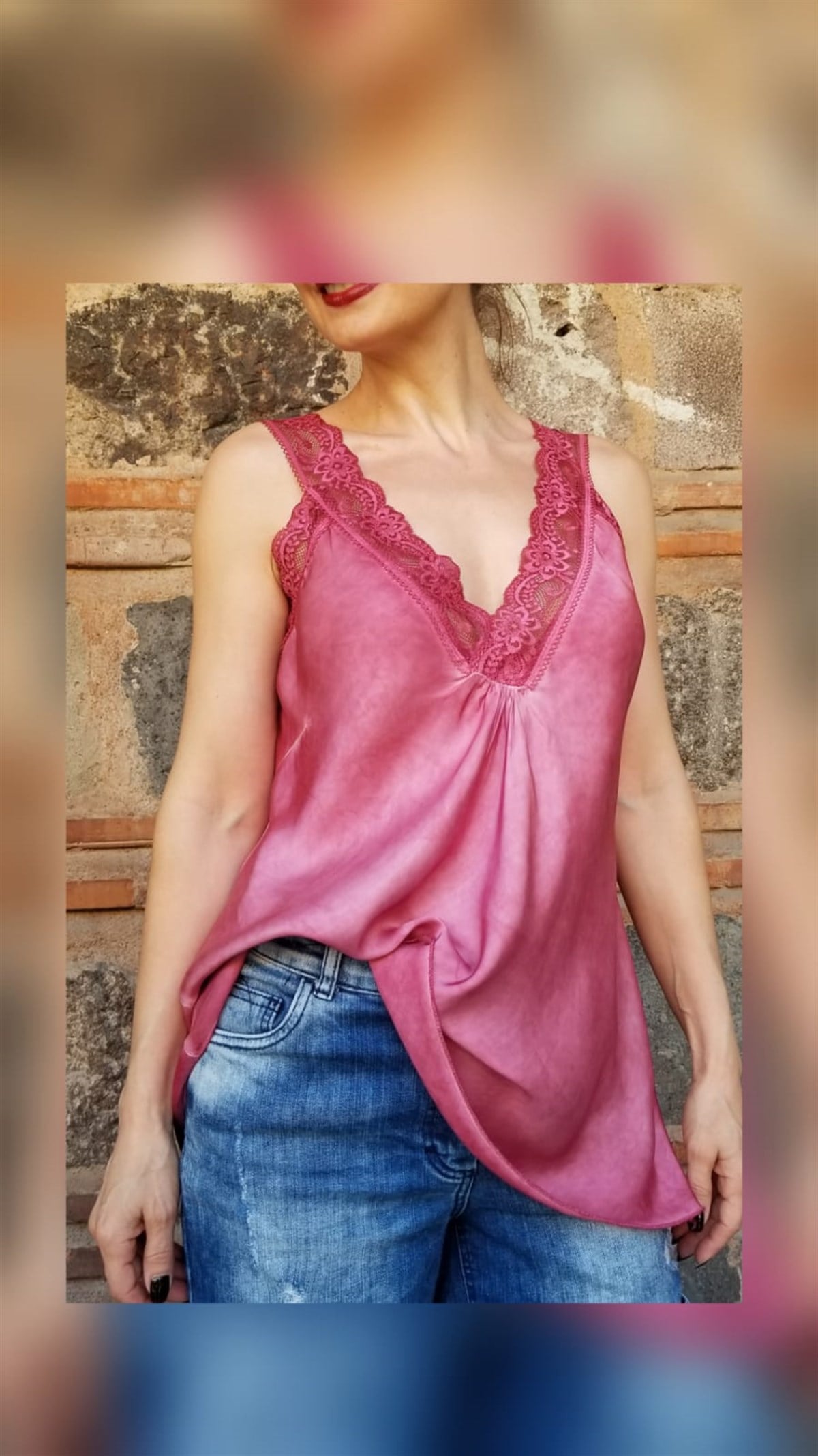 Bordo Dantel Detaylı Bluz