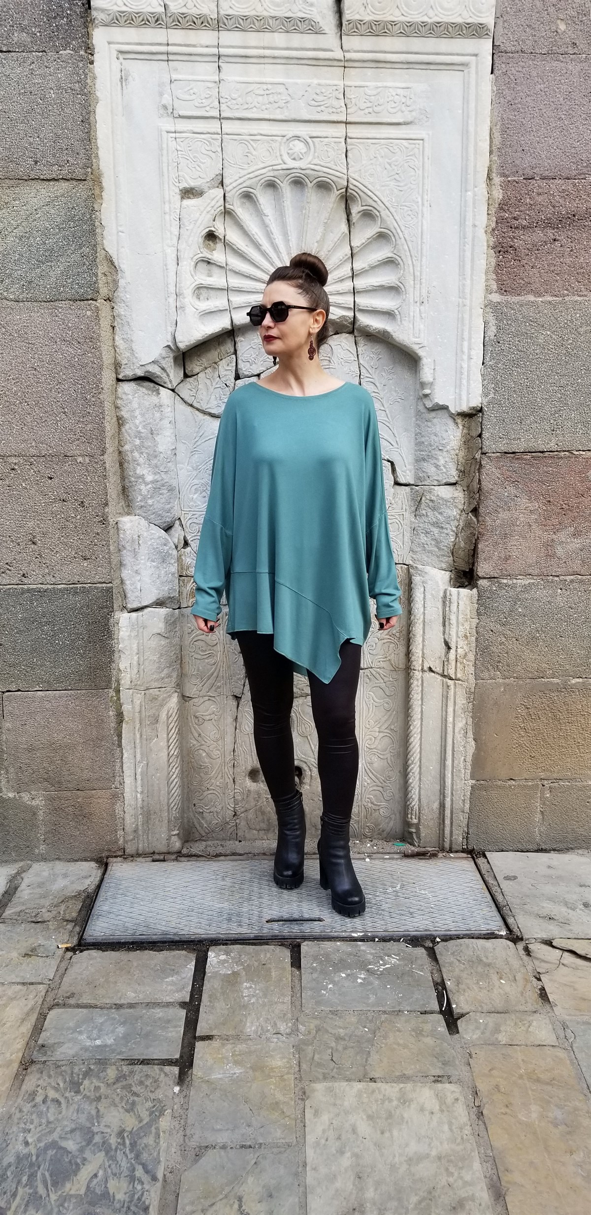 Çağla 'Yeşil' Asimetrik Bluz (Triko Kumaş)