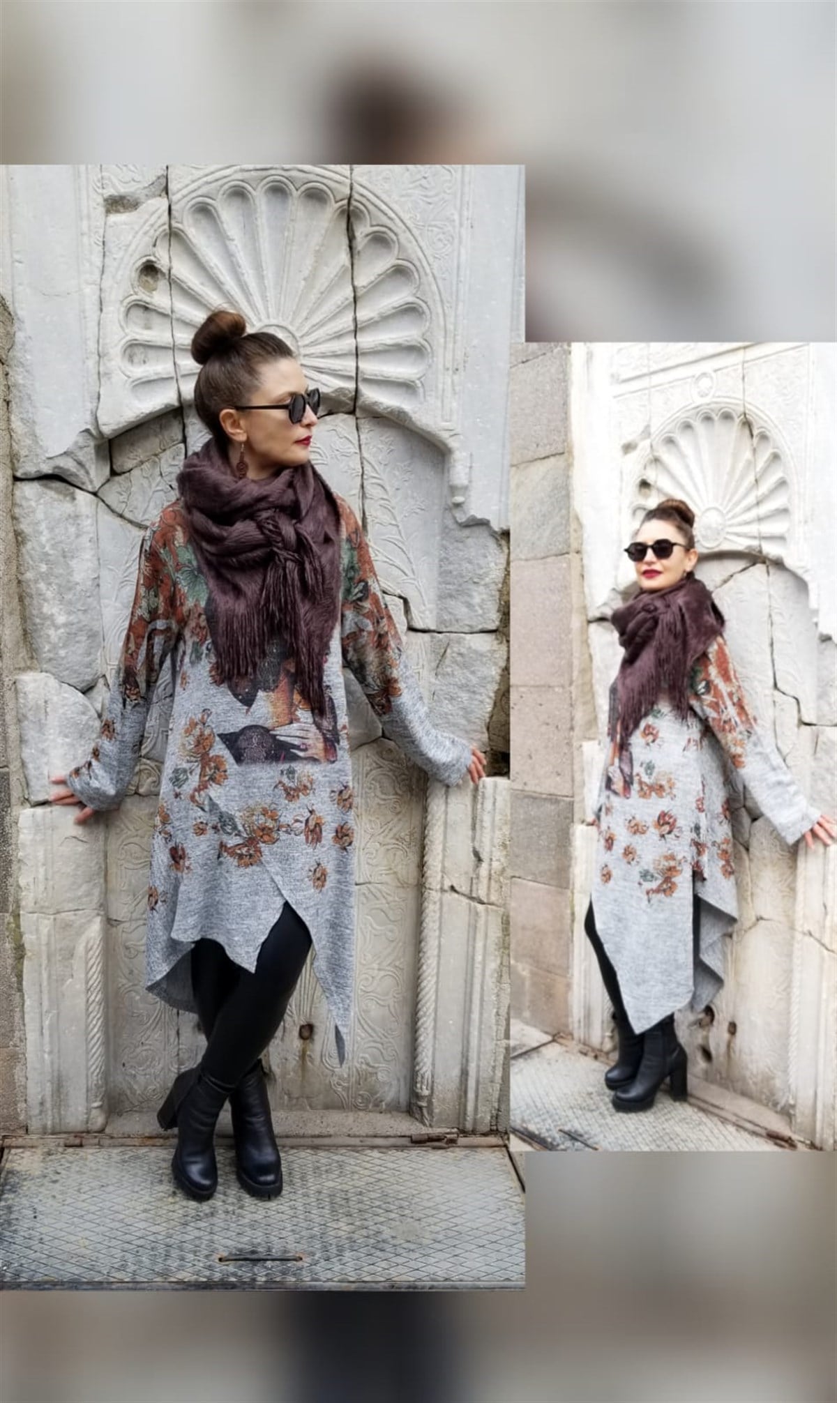 Desenli Asimetrik Tunik