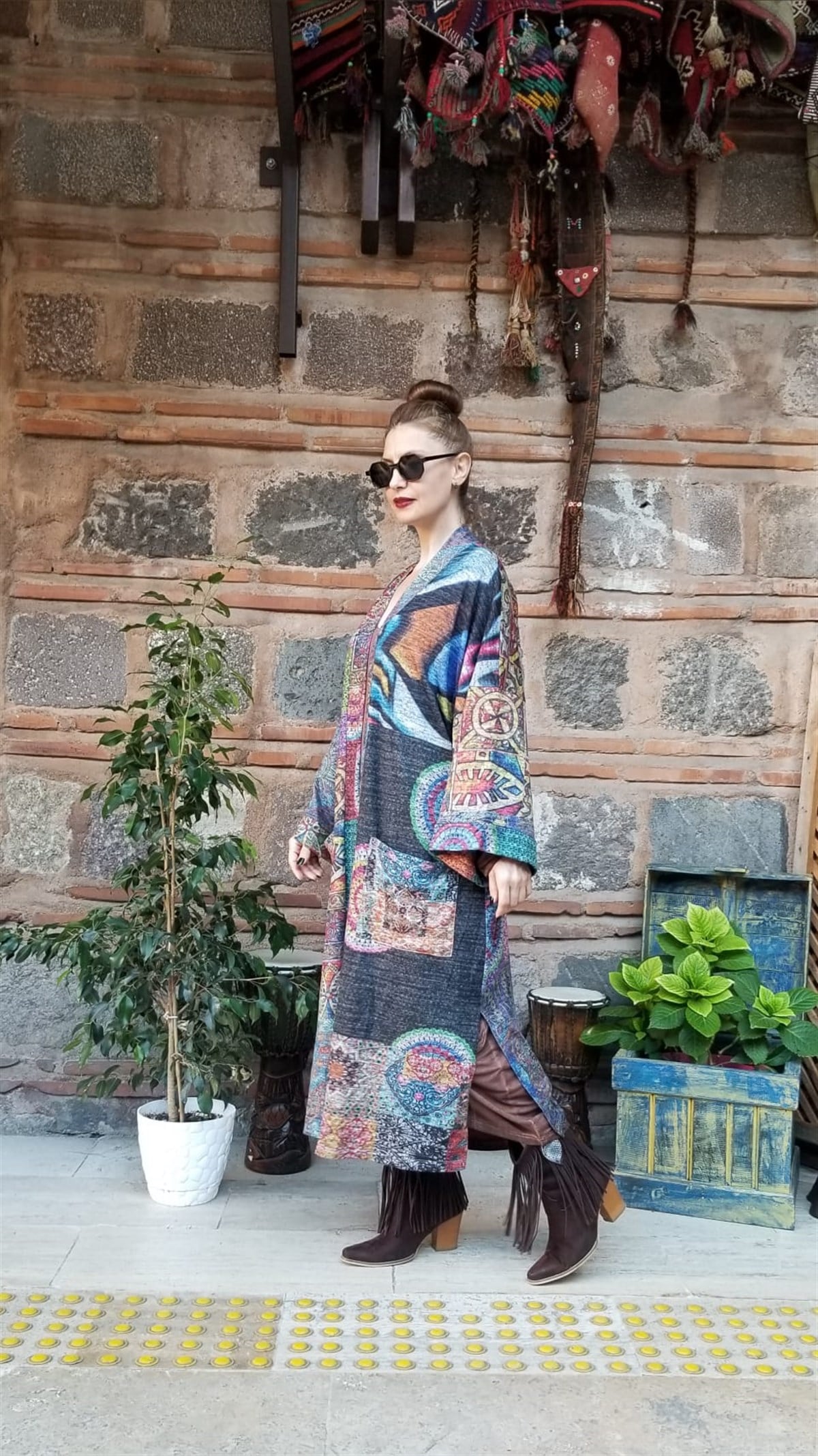 Desenli Örme Triko Kap