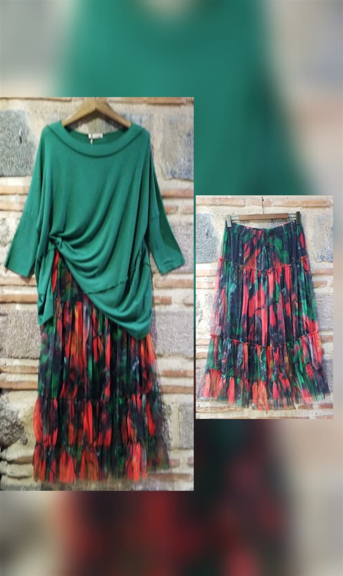 Desenli Beli Lastikli İçi Astarlı Tül Etek 