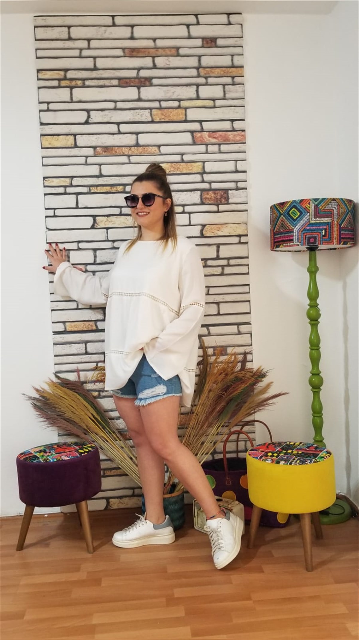 Ekru  İçi Astarlı Mini Elbise 