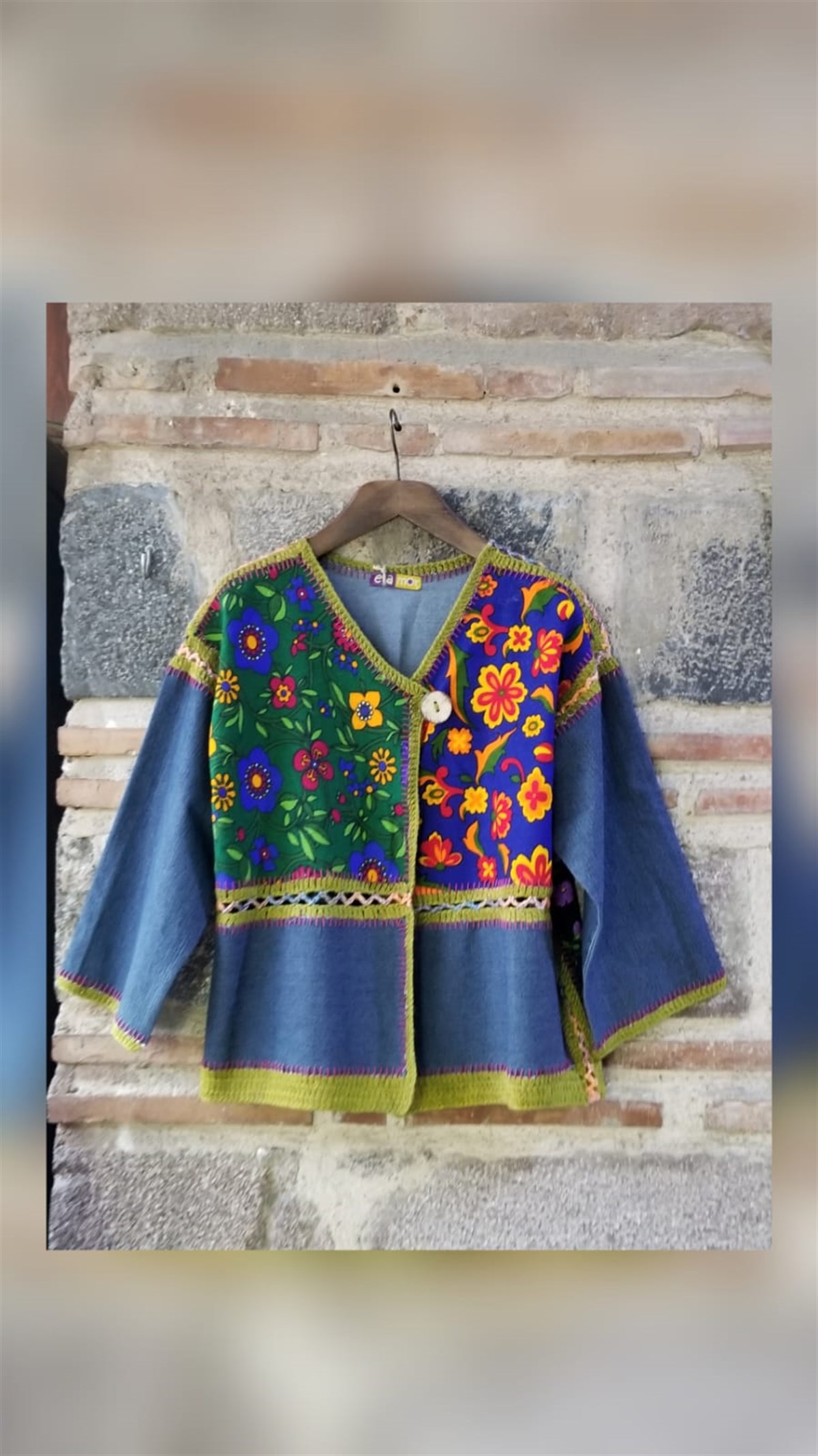 El İşi Pazen Ve Kot Kumaş Detaylı Hırka