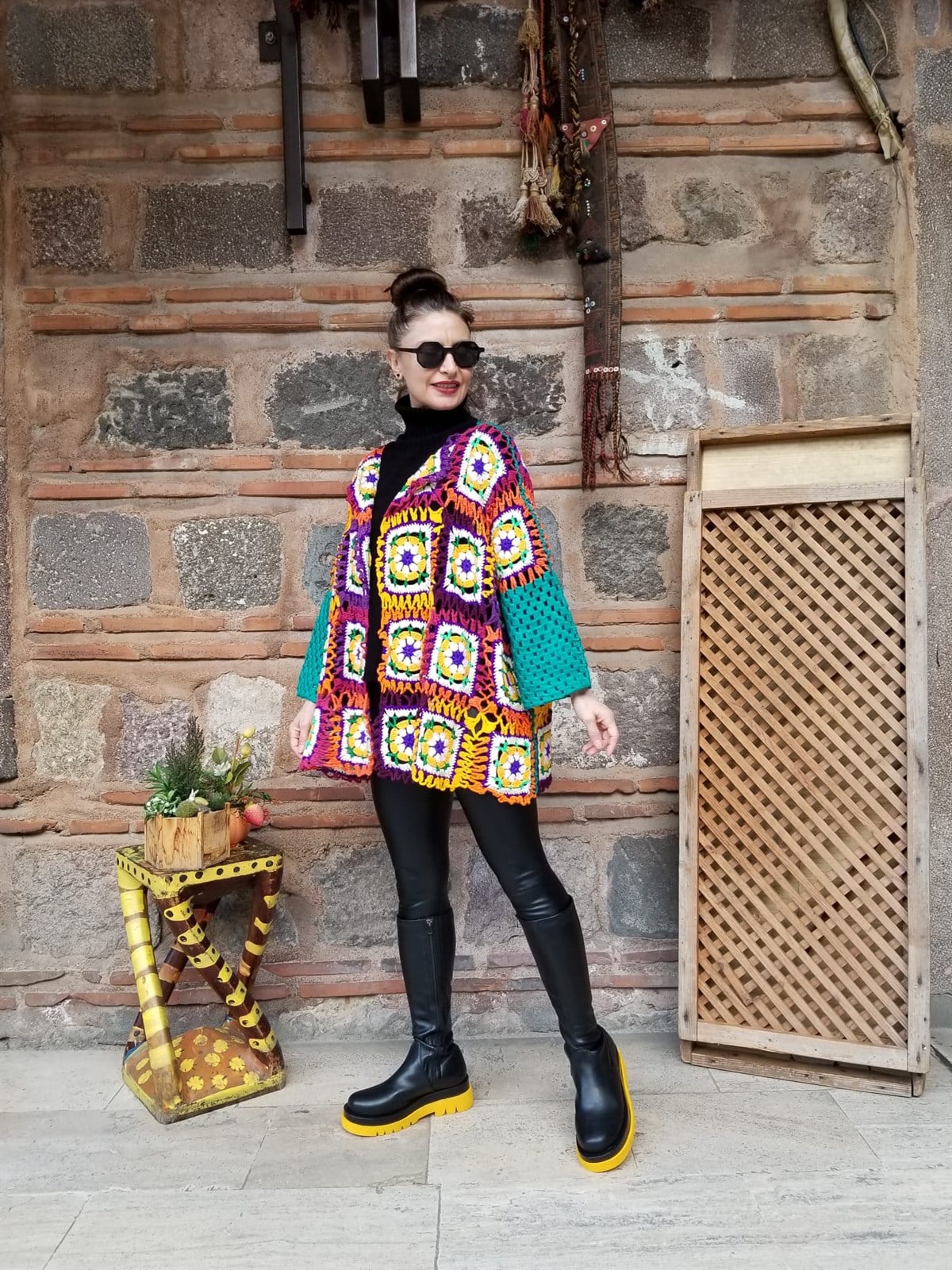 El İşi Tasarım Renkli Hırka