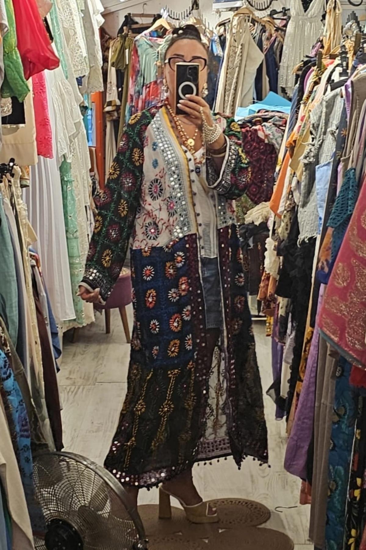 Etnik El İşi Pamuk Kumaş Kimono