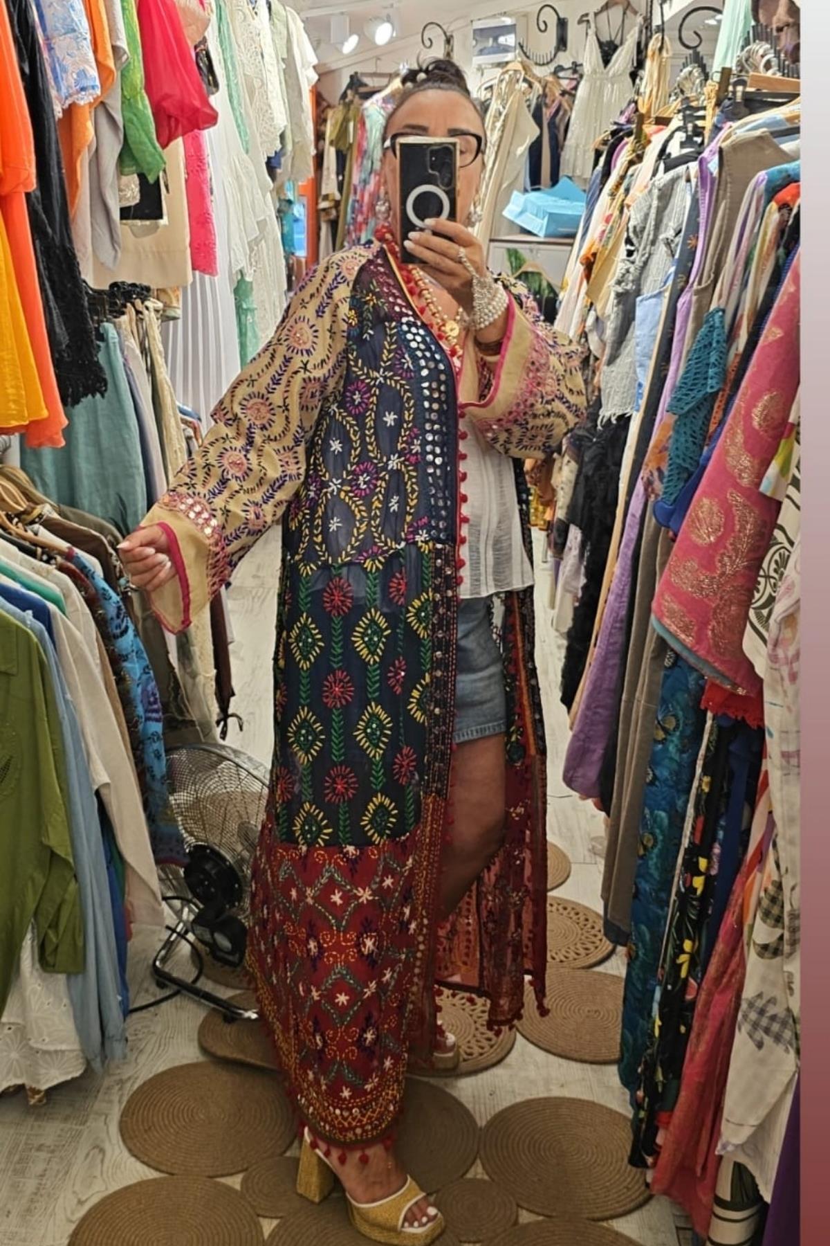 Etnik El İşi Pamuk Kumaş Kimono