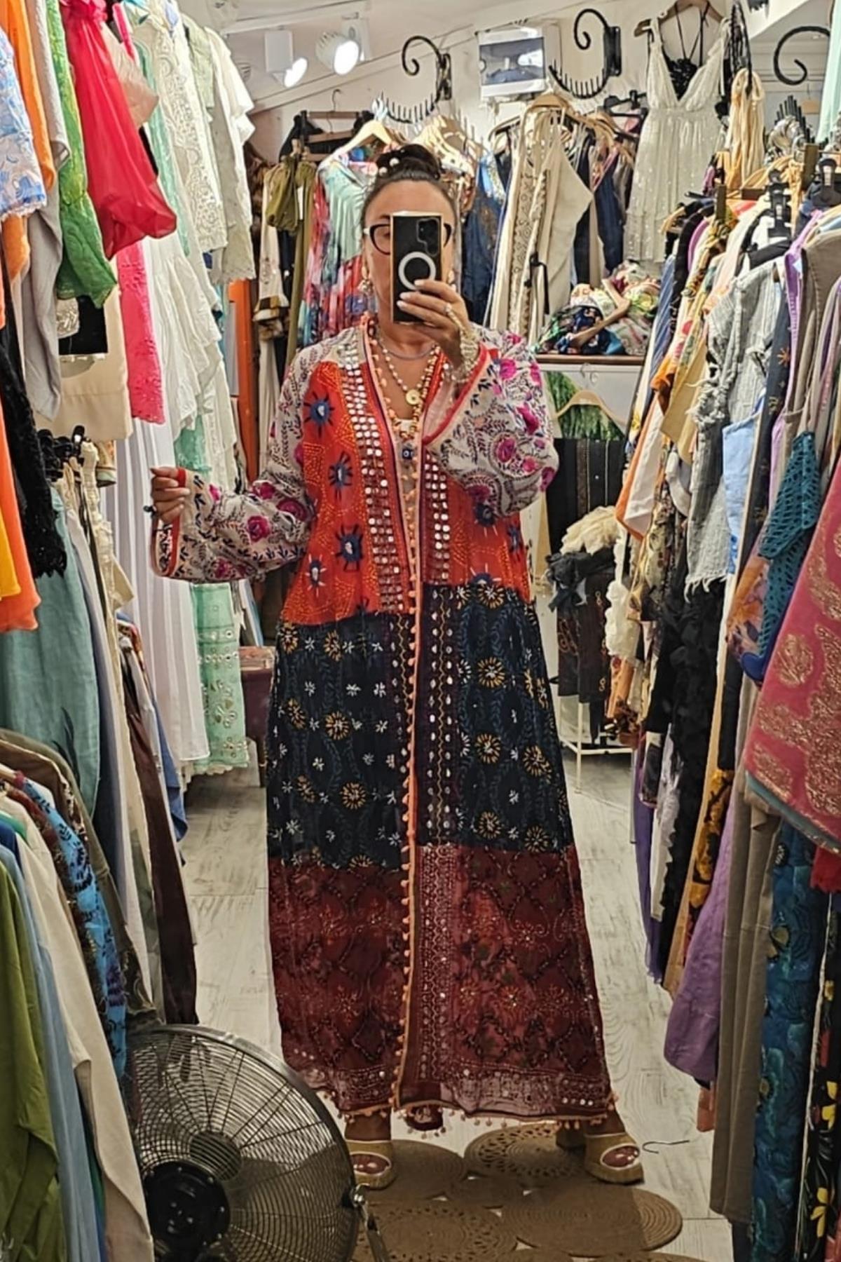 Etnik El İşi Pamuk Kumaş Kimono