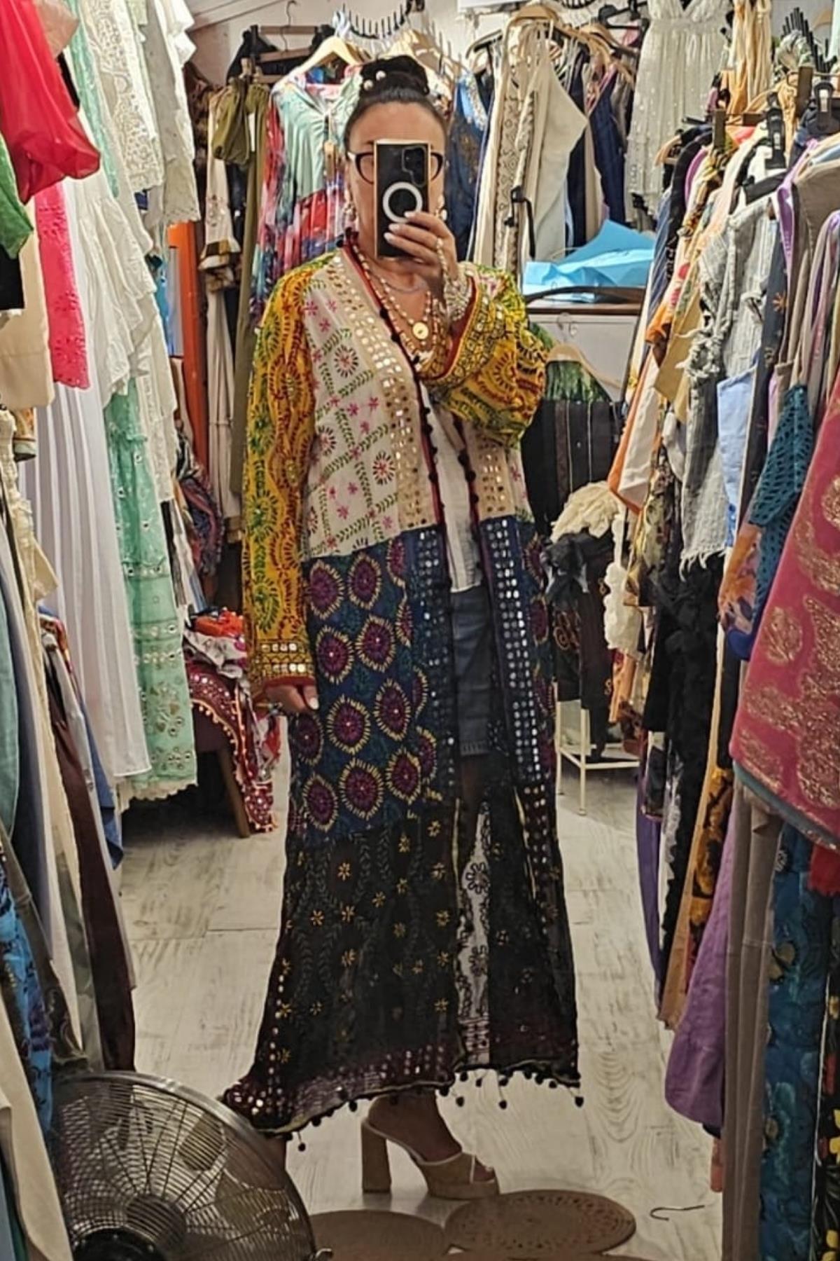 Etnik El İşi Pamuk Kumaş Kimono