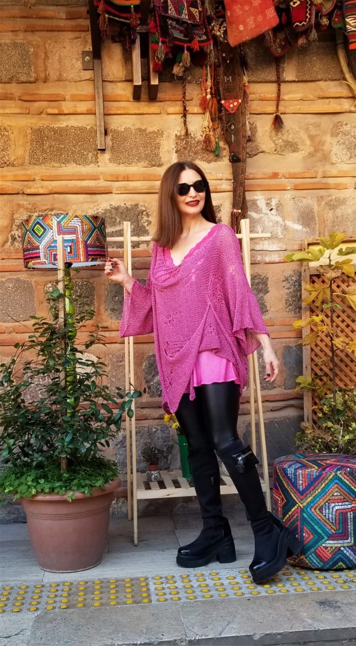 Pembe Çıtçıtlı Merserize Bluz/Hırka