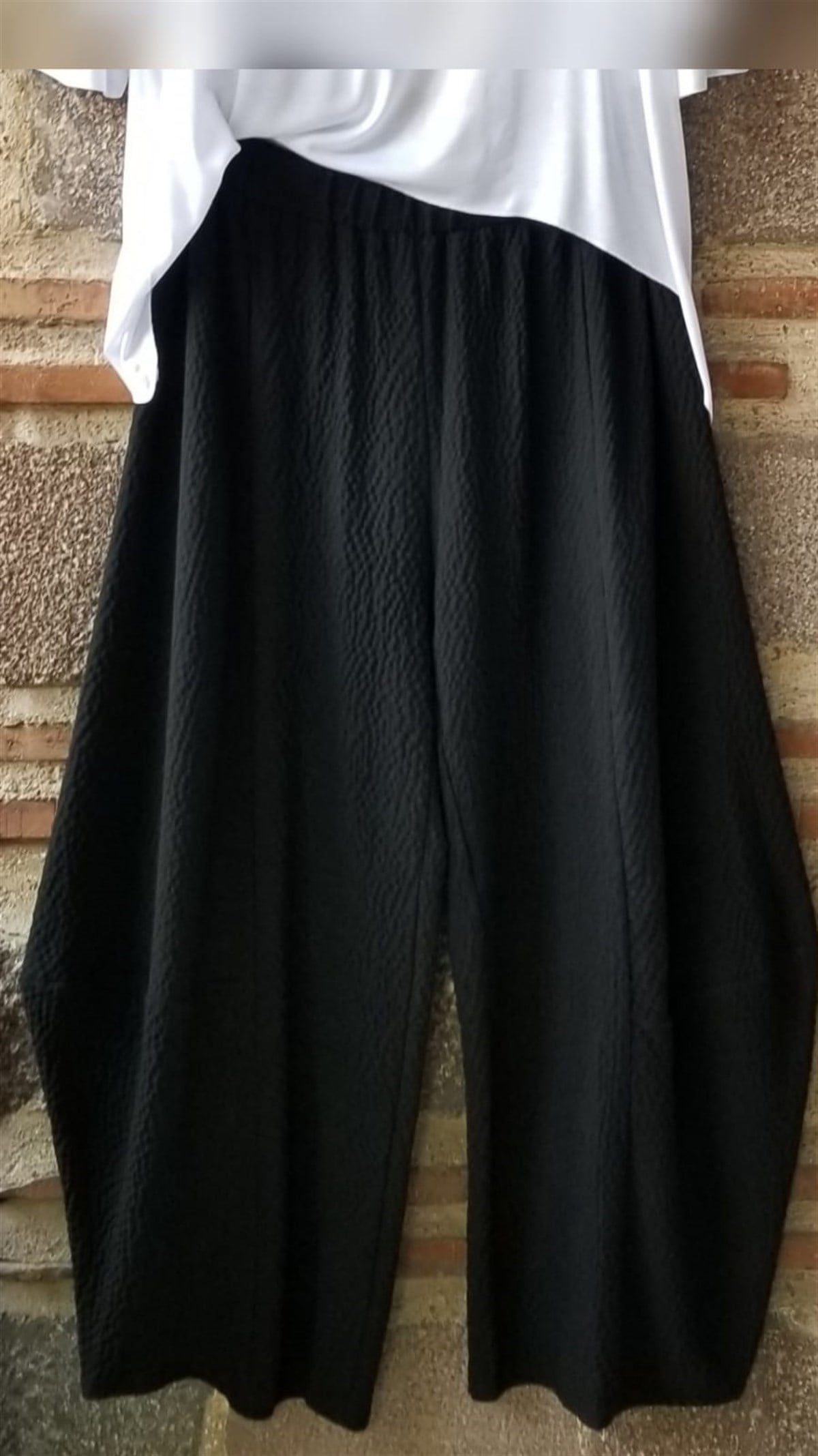 Gofre Kumaş Siyah Pantolon