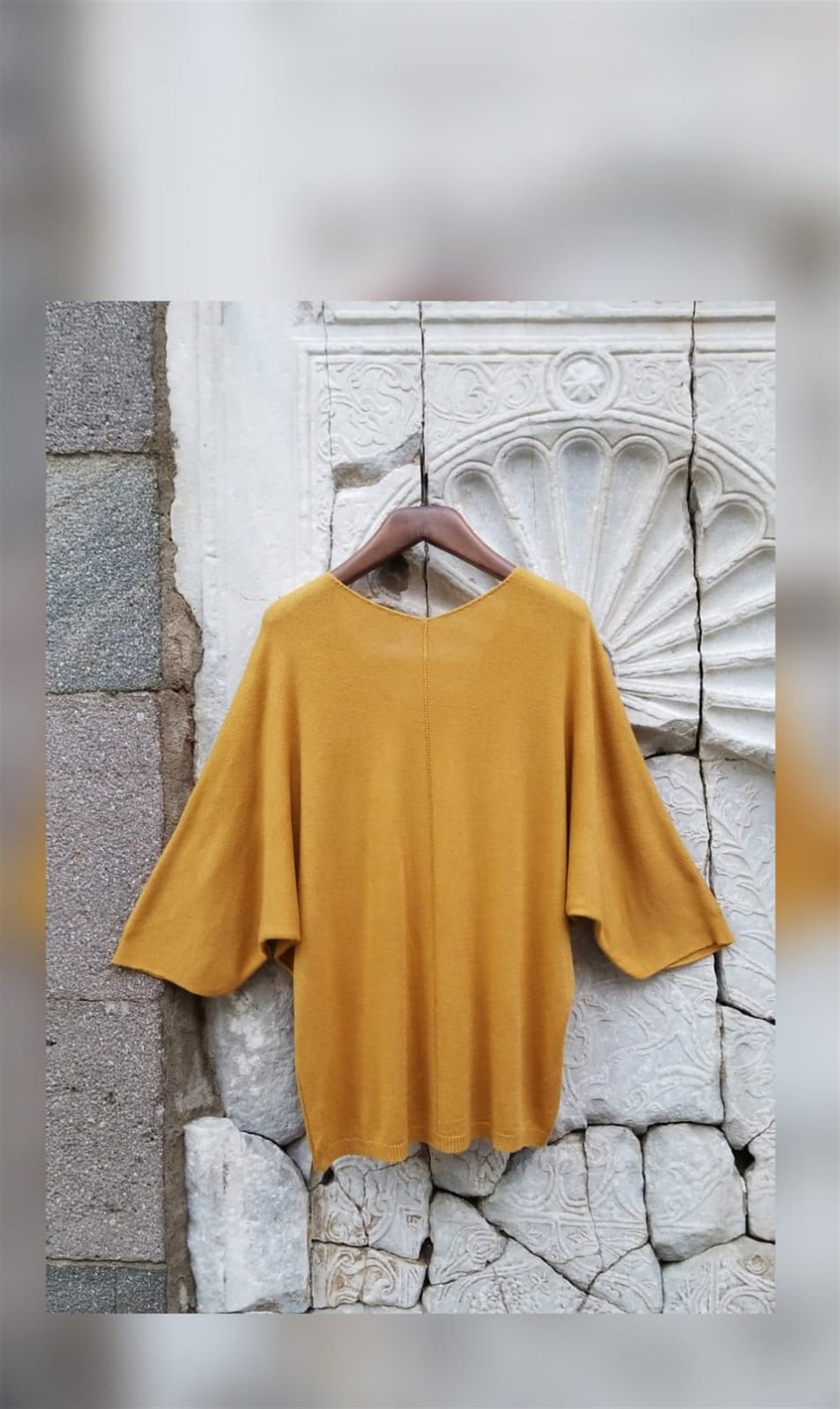 Hardal Sarısı Triko Bluz