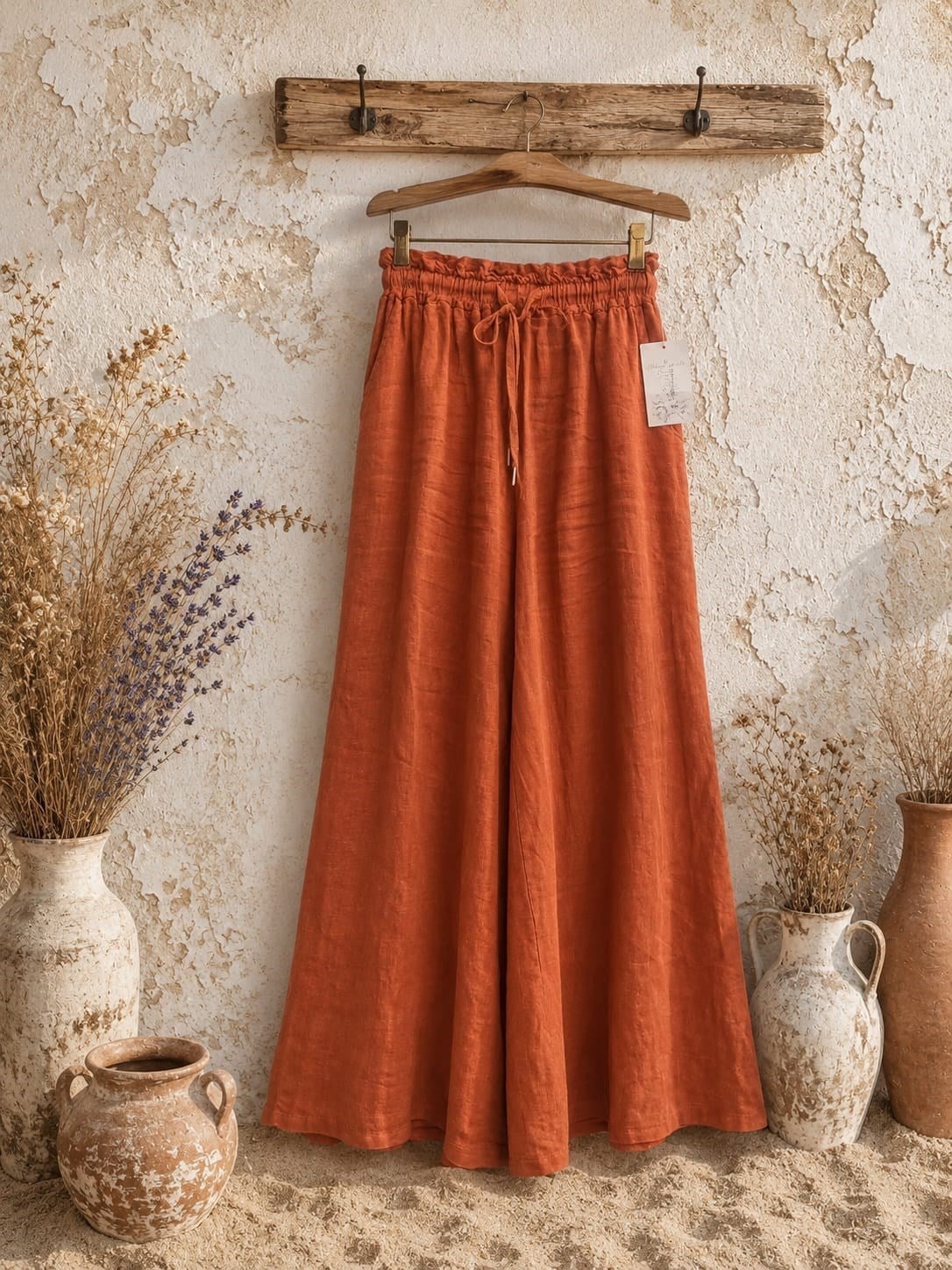 İtalian Keten Pantolon Taba Rengi